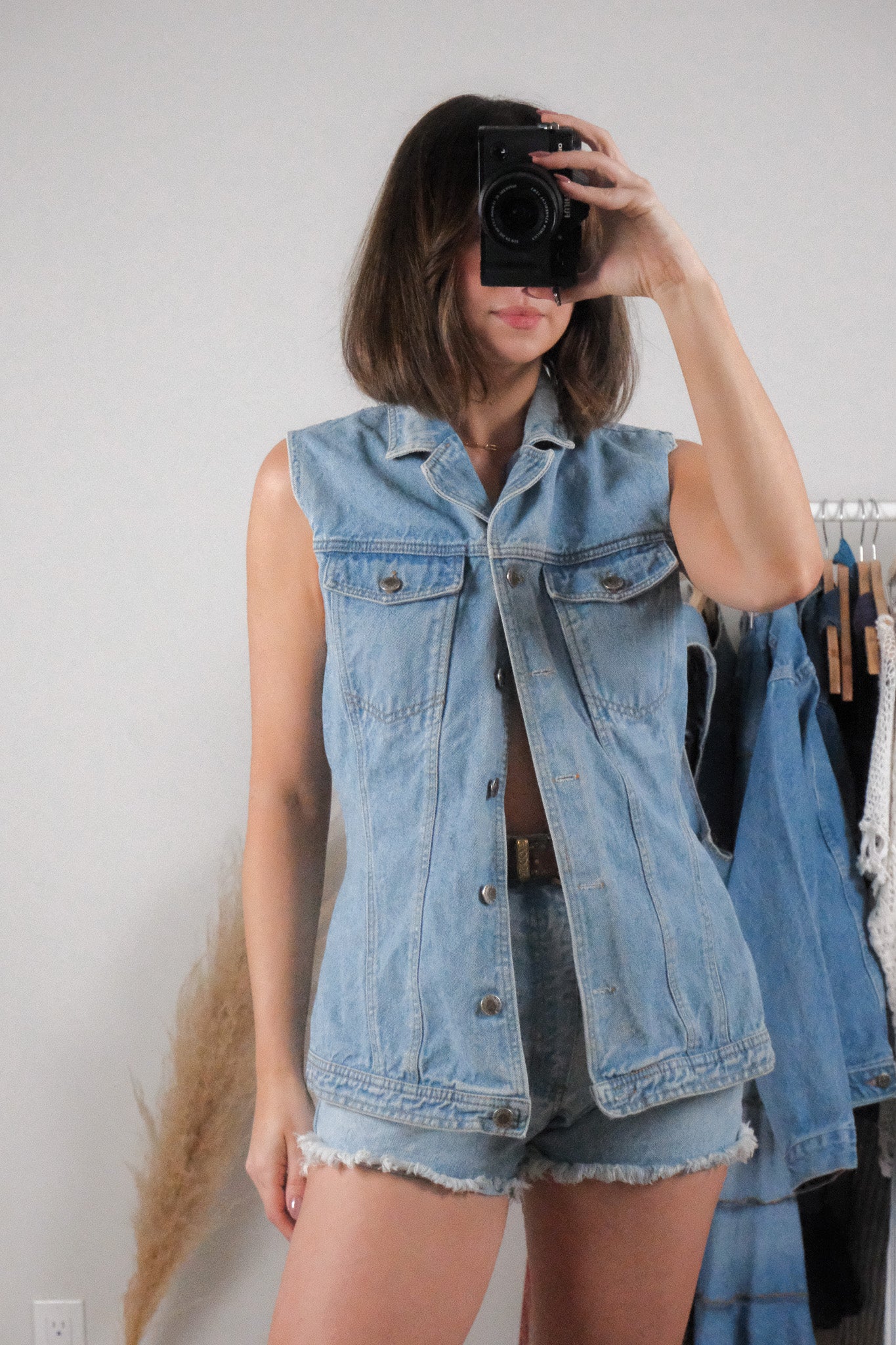 Vintage x Cotton Denim Long Vest (M)