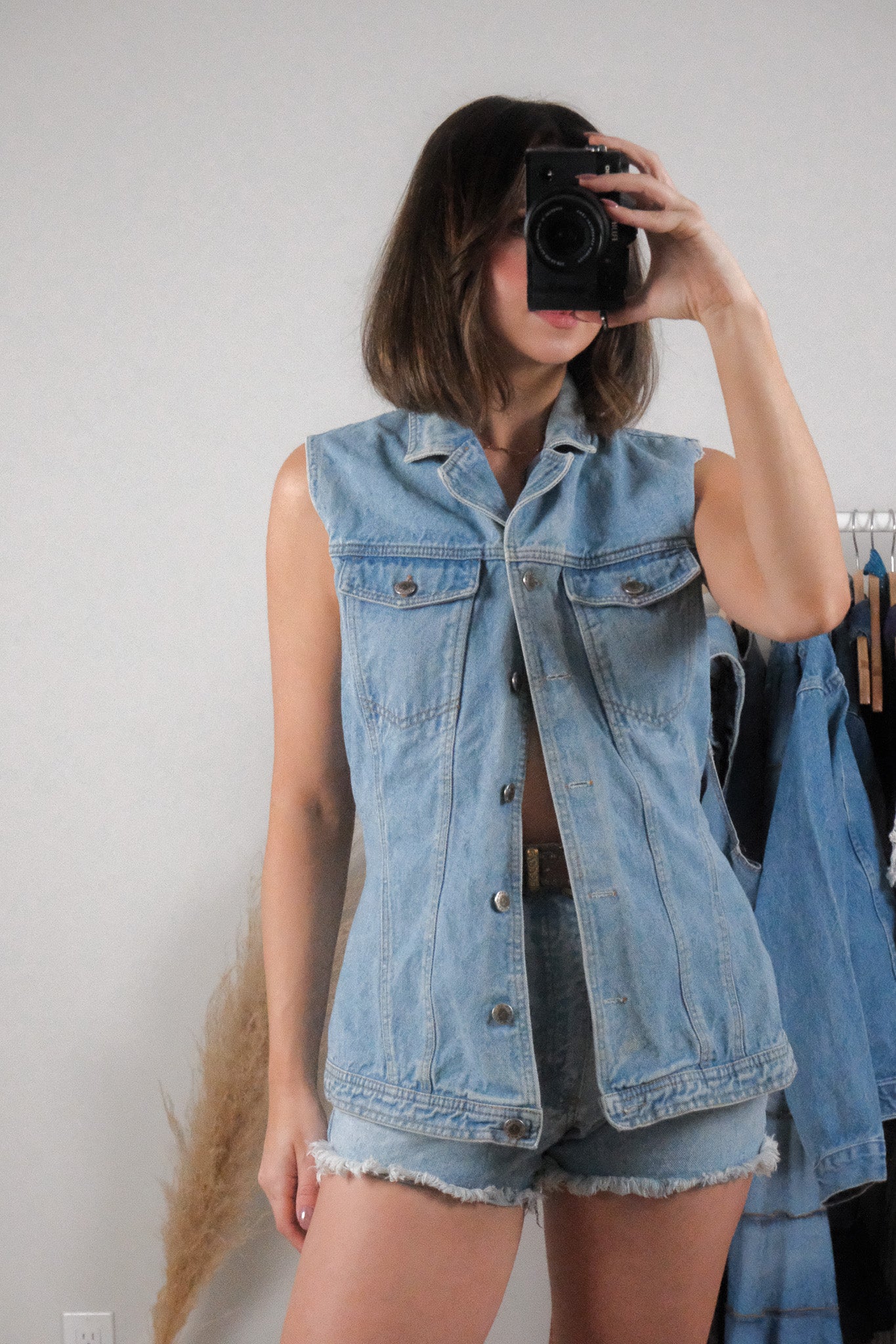 Vintage x Cotton Denim Long Vest (M)
