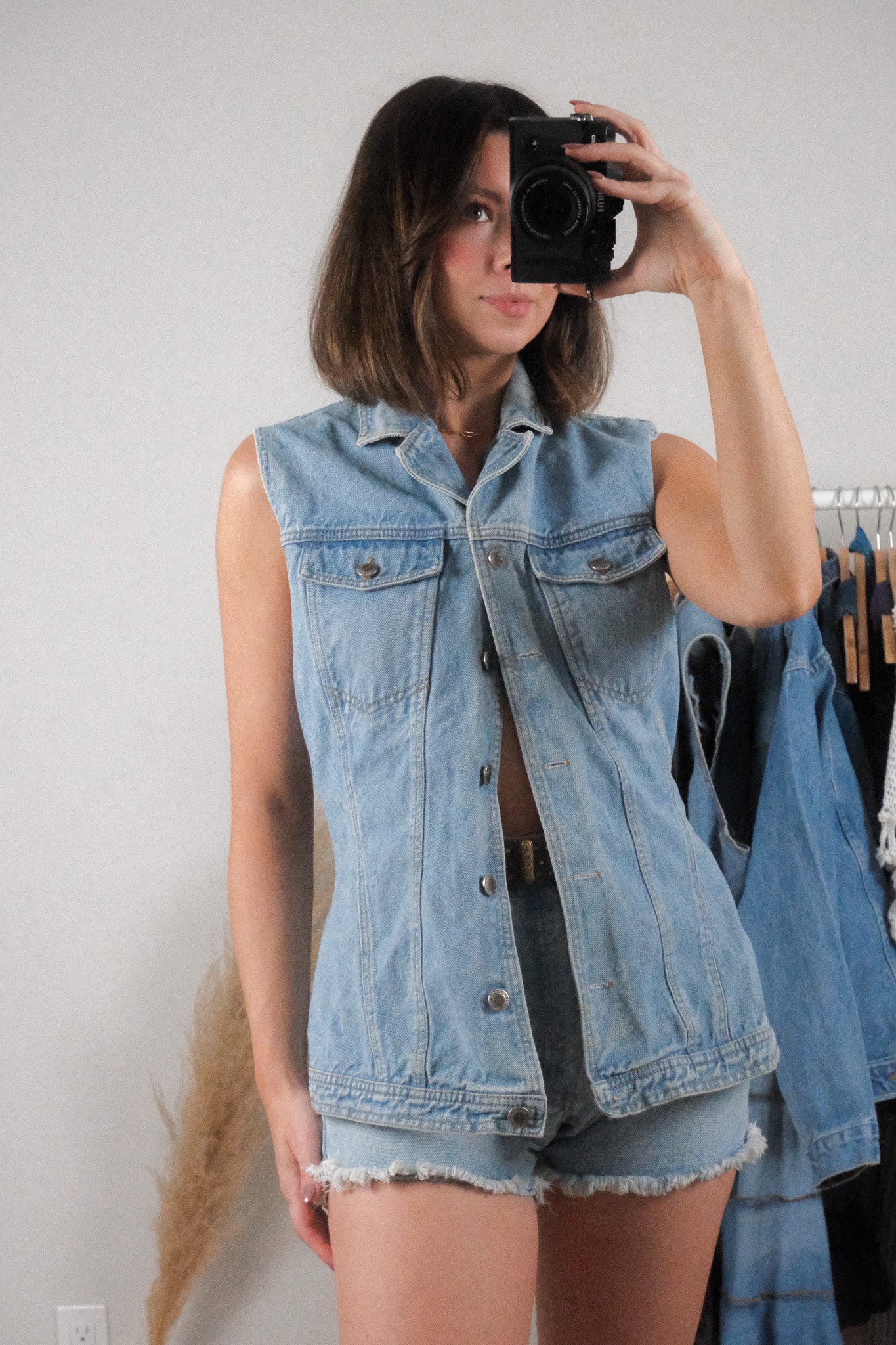 Vintage x Cotton Denim Long Vest (M)