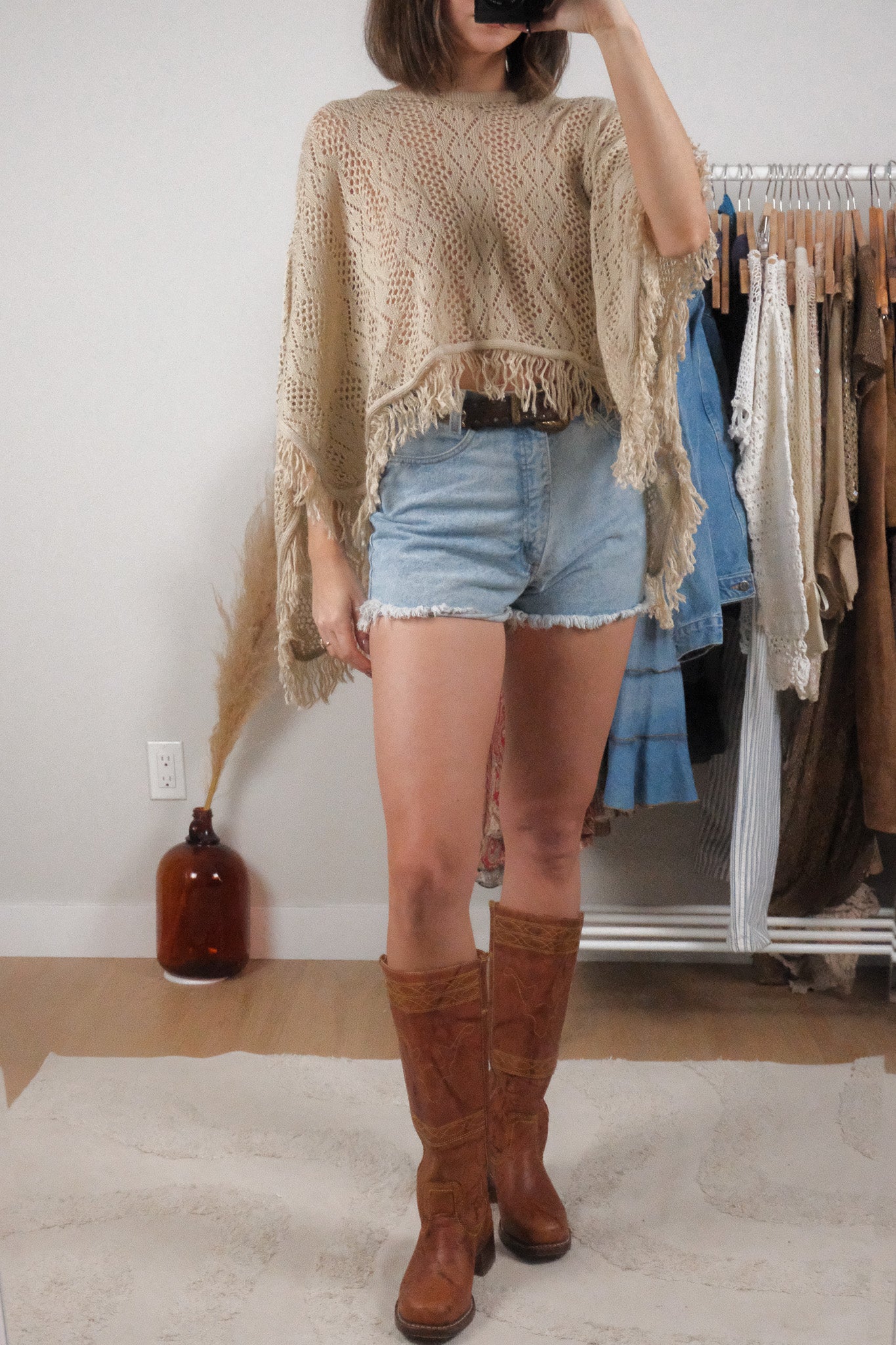Made in USA x Vintage x Knit Poncho (OS)