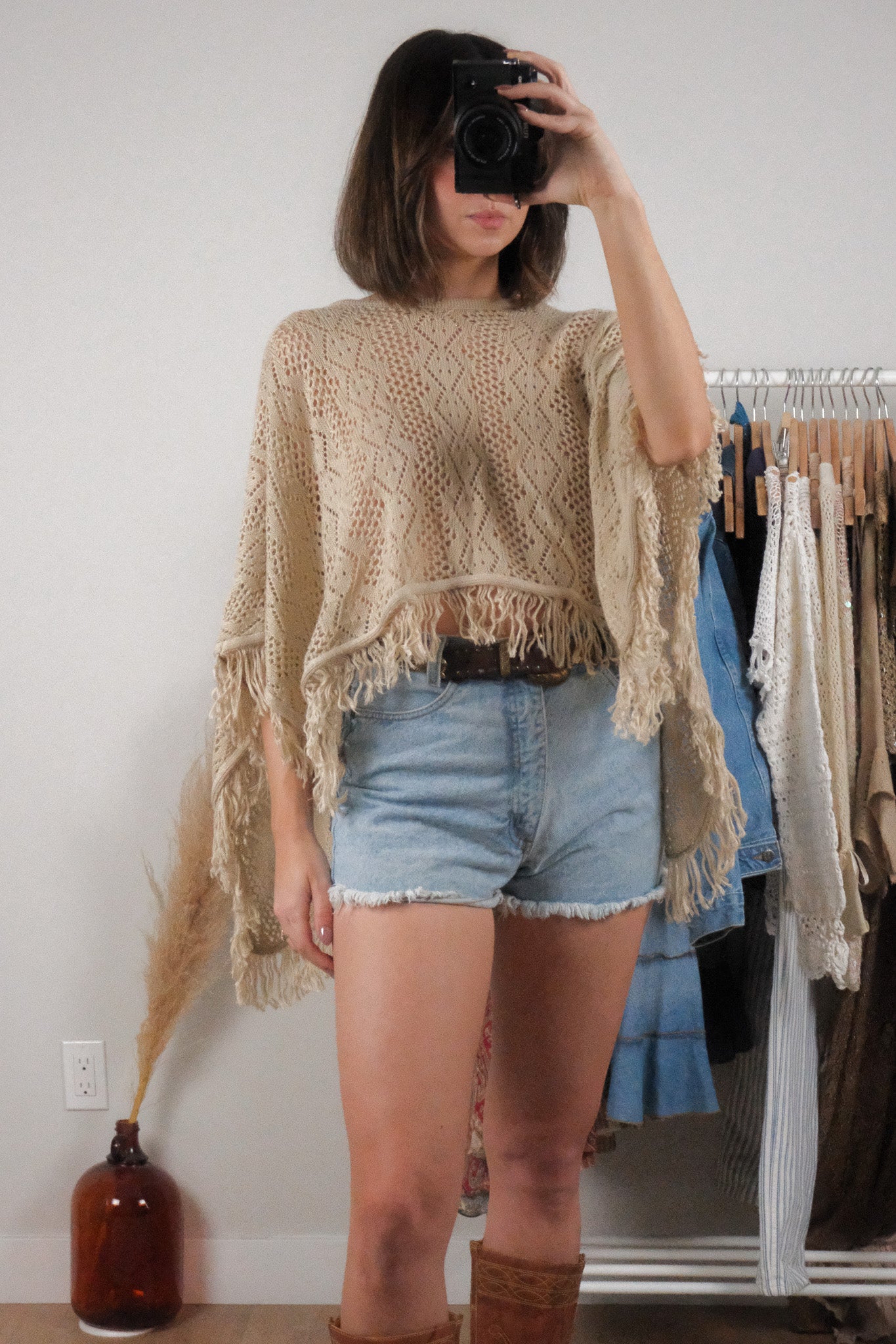 Made in USA x Vintage x Knit Poncho (OS)
