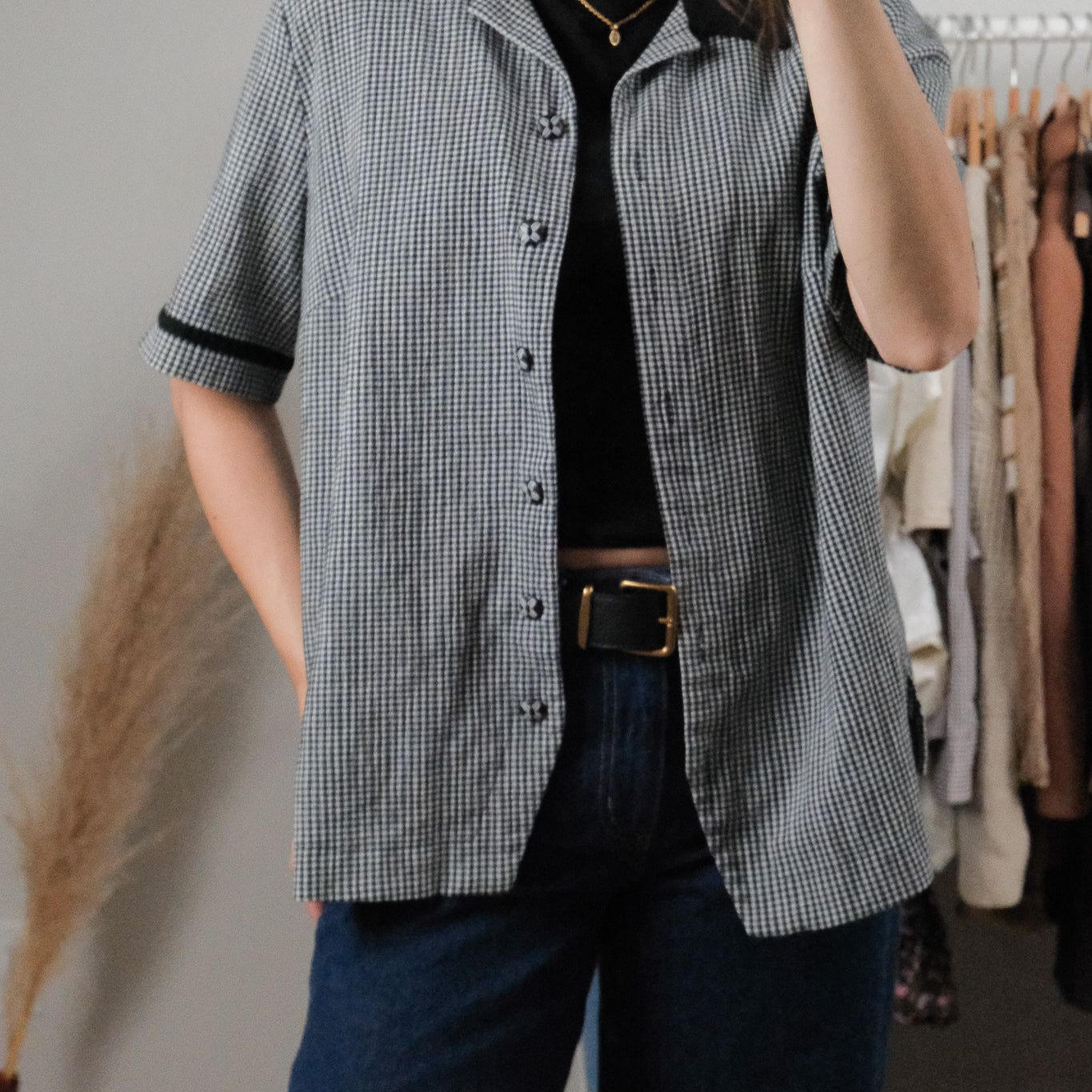 Vintage x Gingham Short-Sleeve Blouse (10)