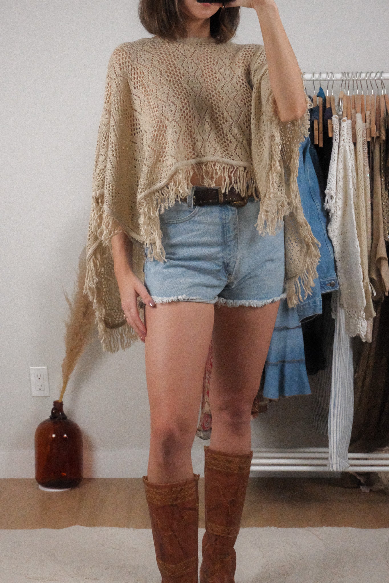 Made in USA x Vintage x Knit Poncho (OS)