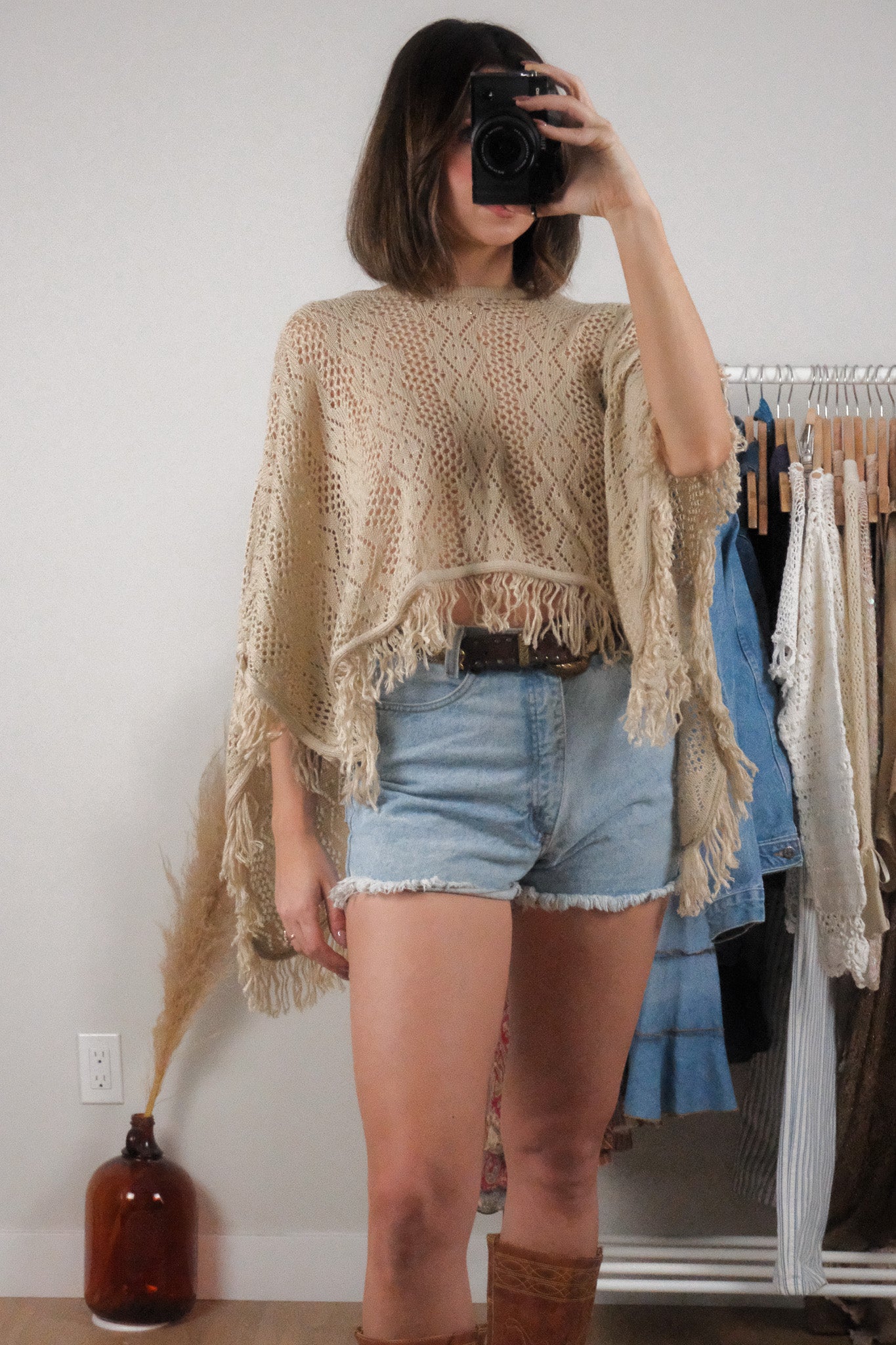 Made in USA x Vintage x Knit Poncho (OS)