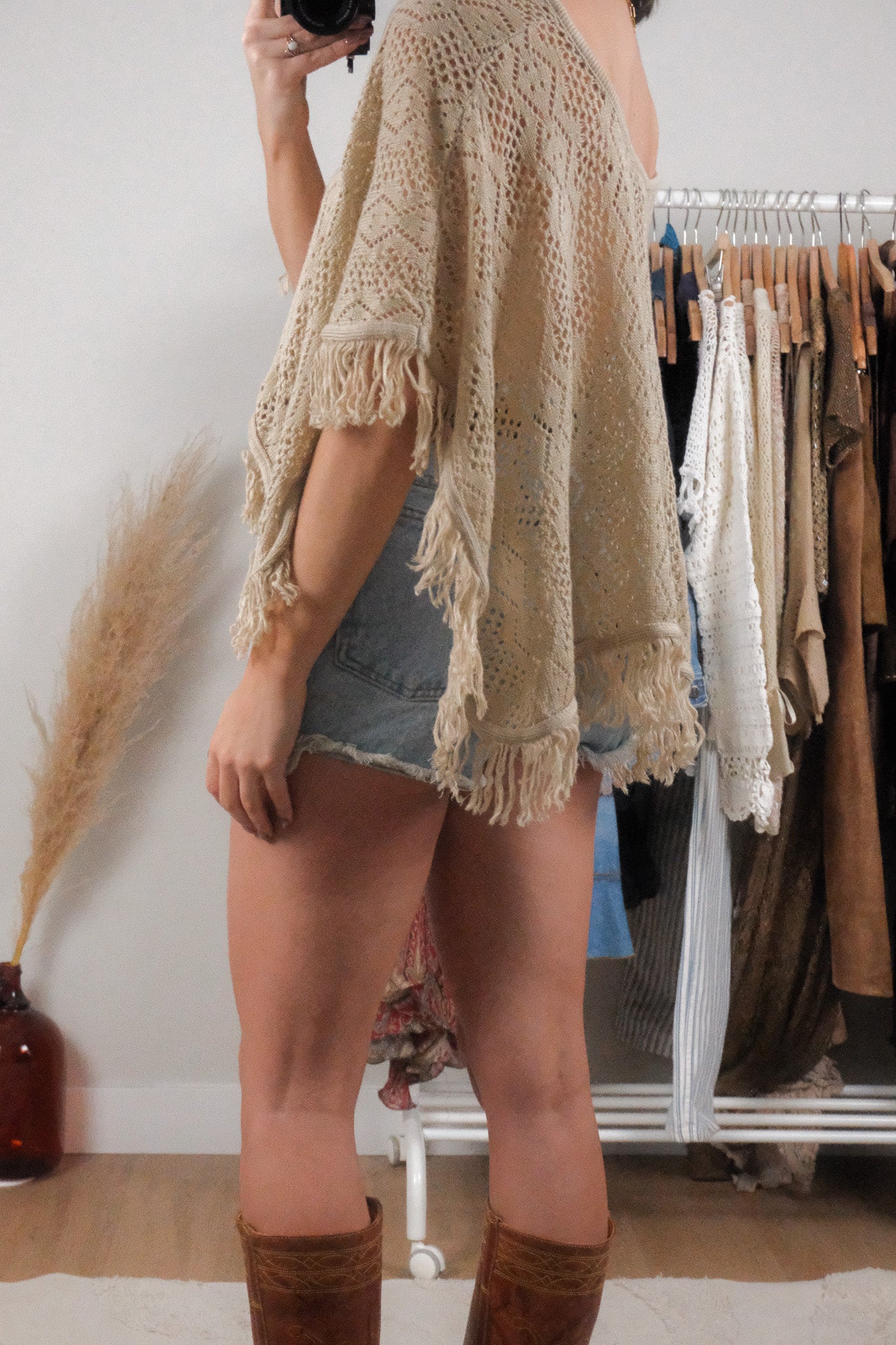 Made in USA x Vintage x Knit Poncho (OS)