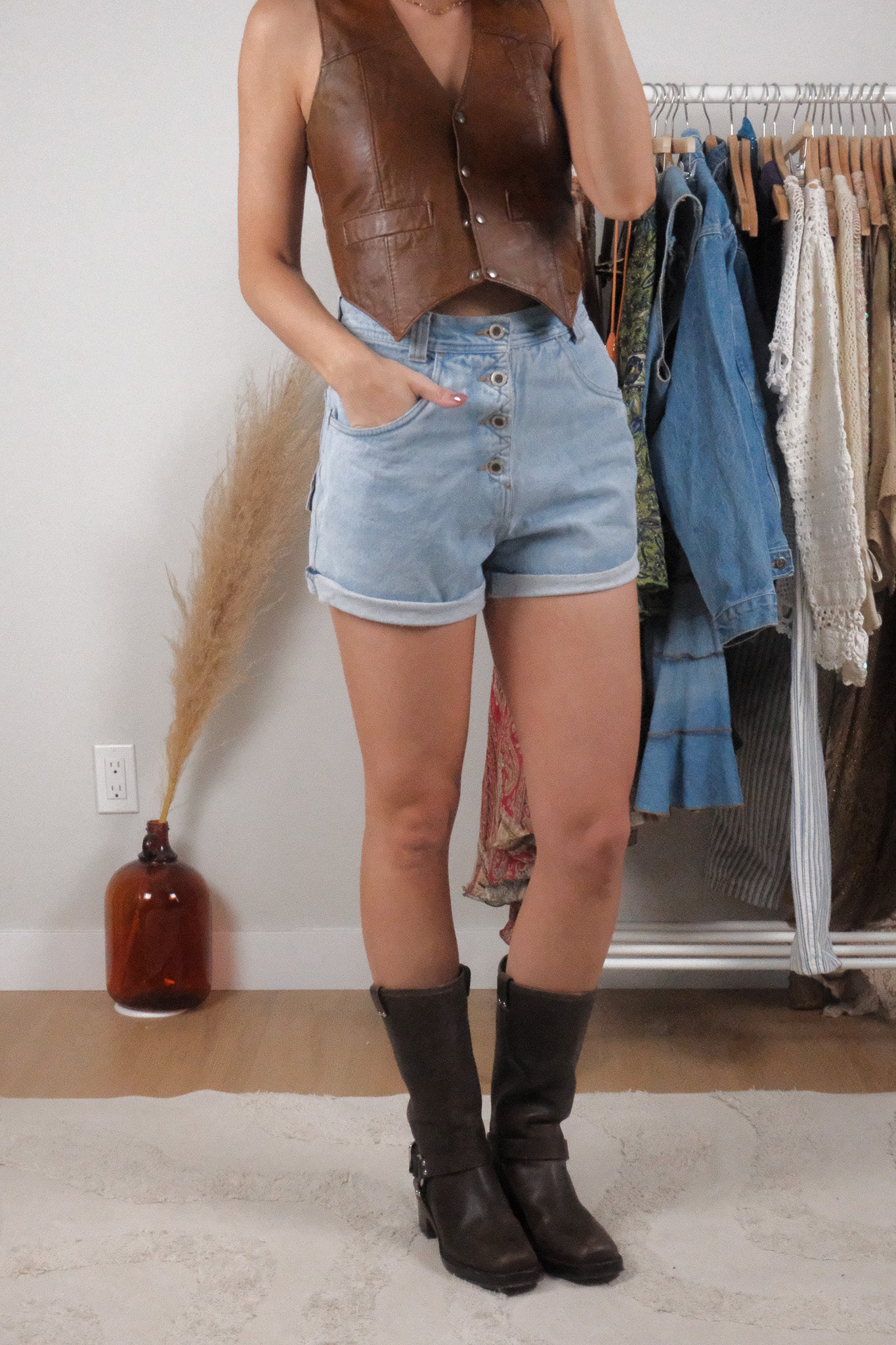 Vintage x Denim Cuff Shorts (S)