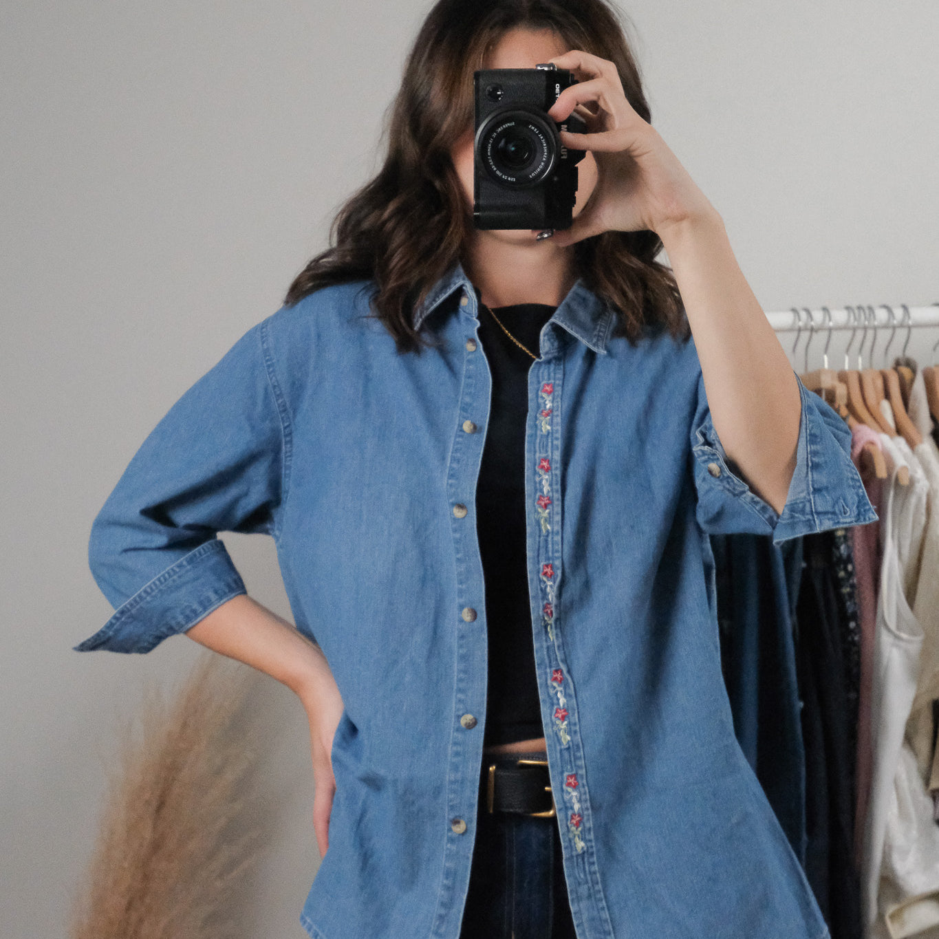 Vintage x Denim Embroidered Button Up (M/L)