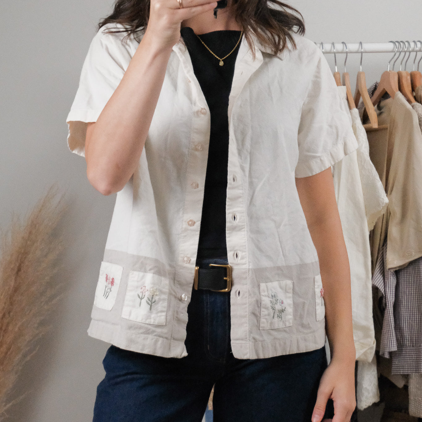 Vintage x Cotton Embroidered Blouse (M)