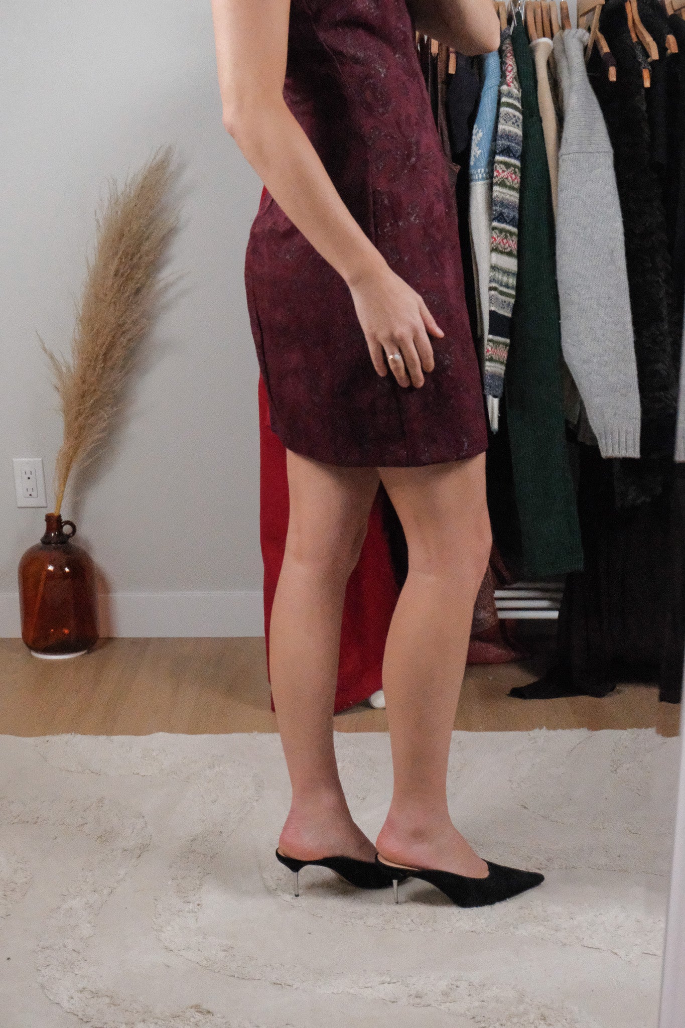 Made in USA x Vintage x Shimmer Patterned High Neck Dress (8)