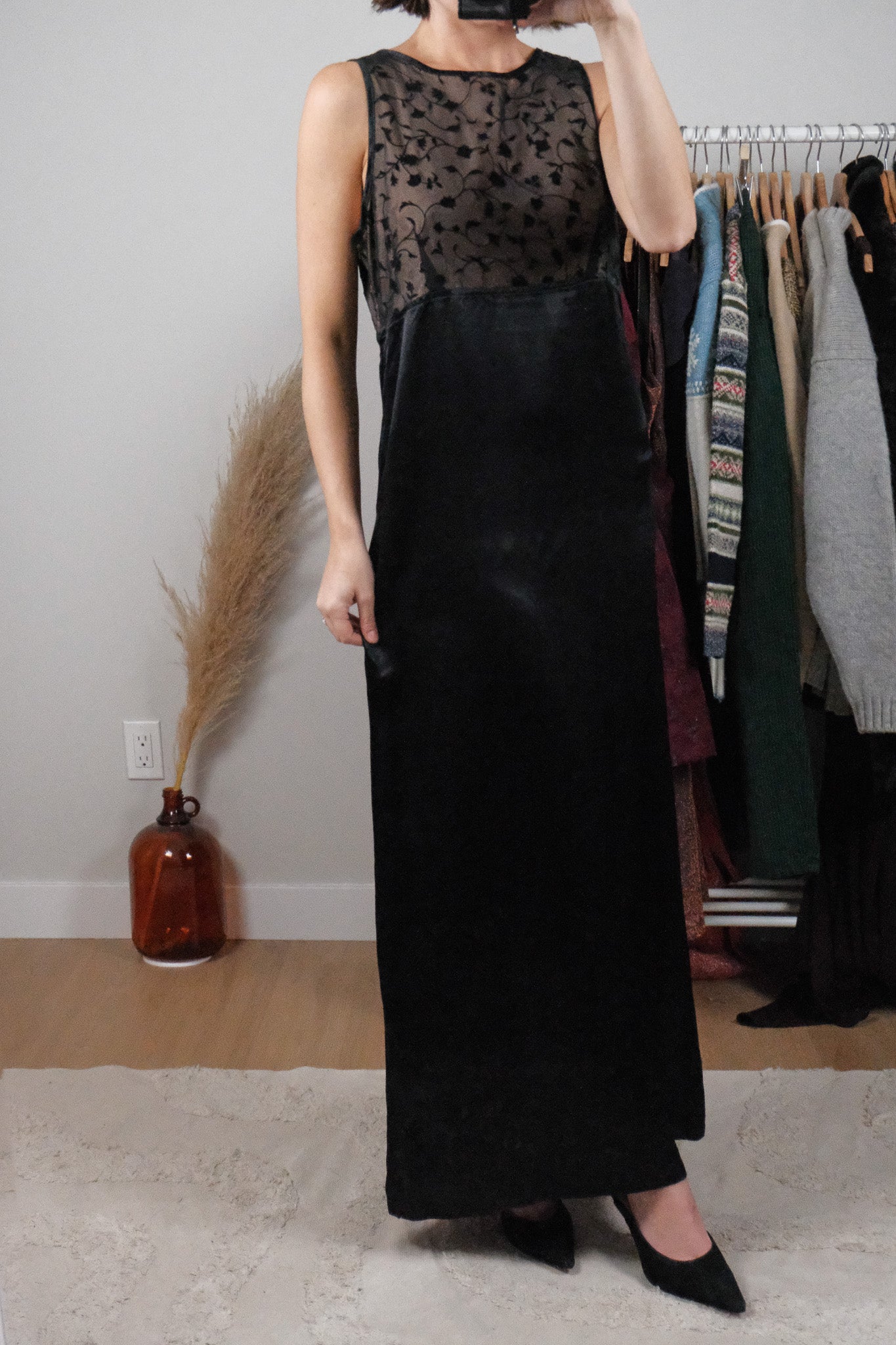 Made in Canada x Vintage x Satin/Textured Maxi Dress (10)