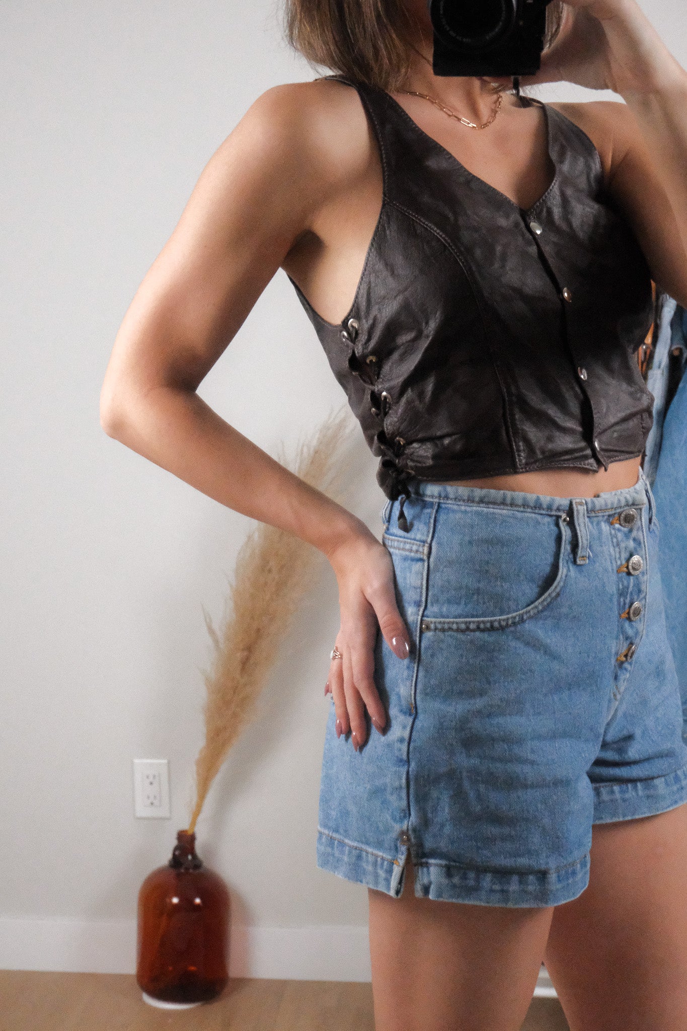 Made in Canada x Vintage x Leather Braided Vest (S)