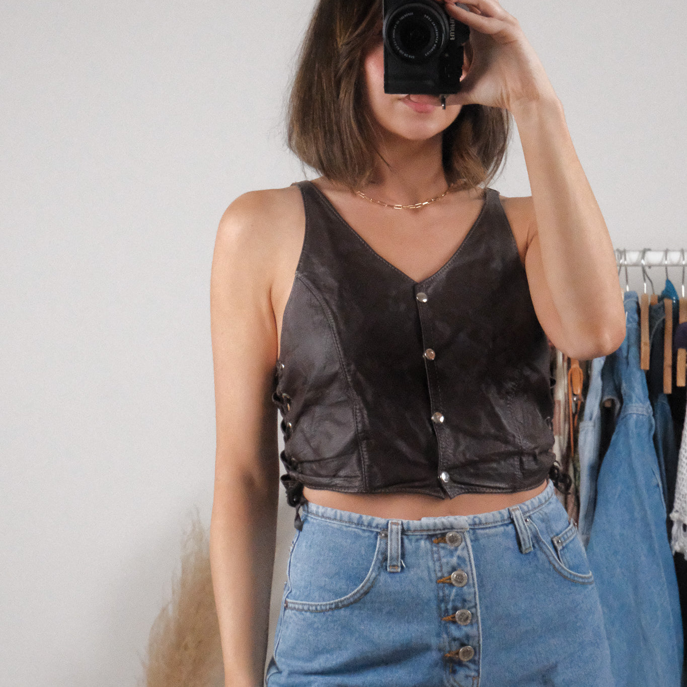 Made in Canada x Vintage x Leather Braided Vest (S)