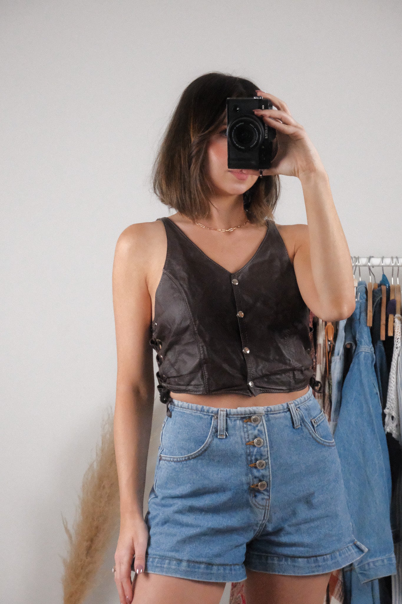 Made in Canada x Vintage x Leather Braided Vest (S)