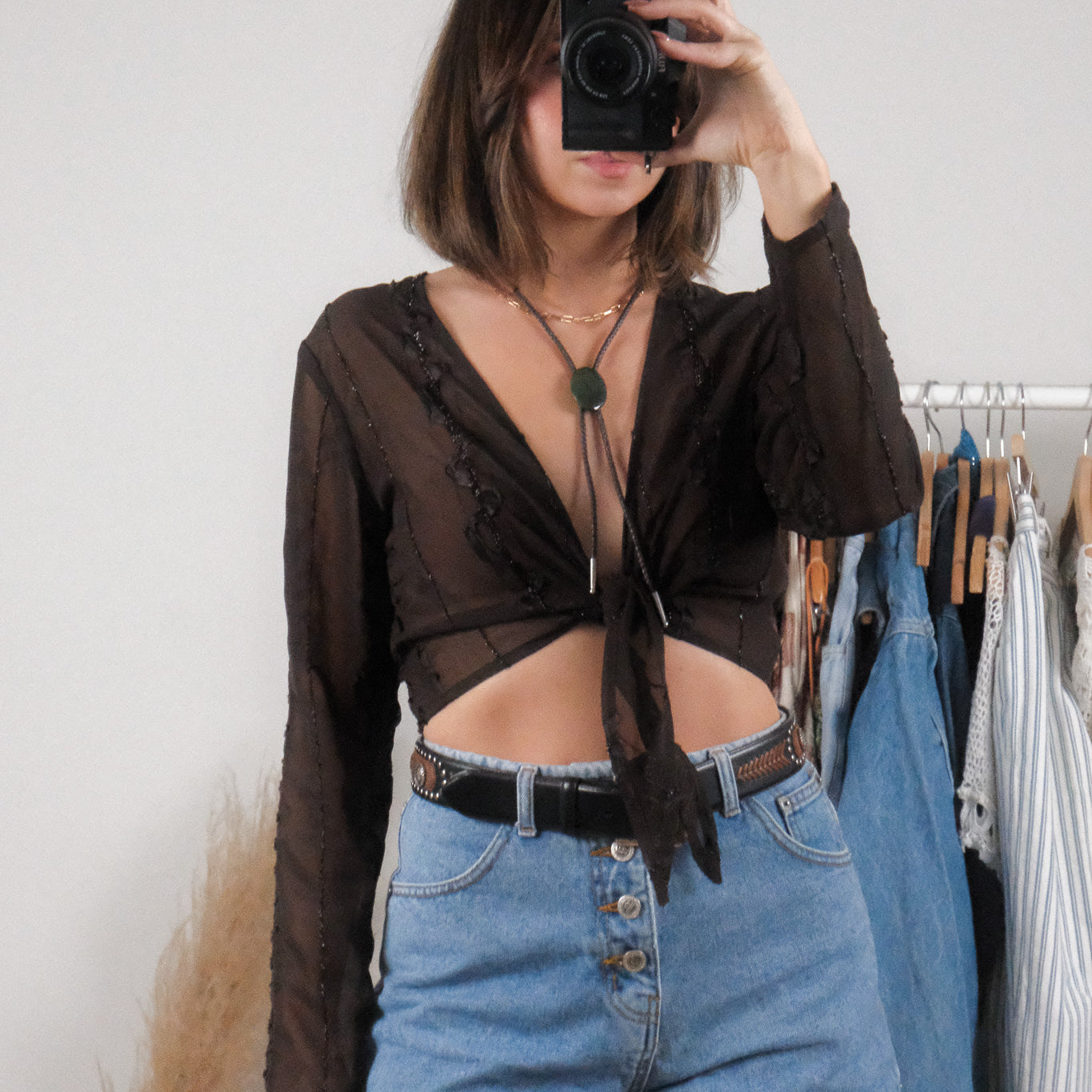 Vintage x Shimmer Sheer Tie Cardigan (M/L)