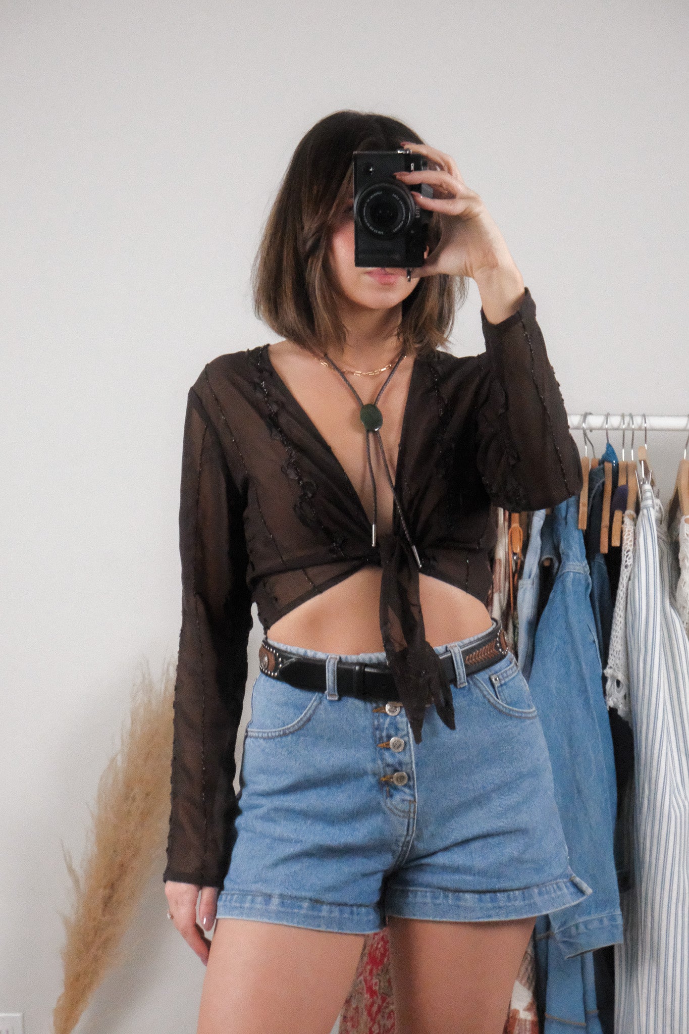 Vintage x Shimmer Sheer Tie Cardigan (M/L)