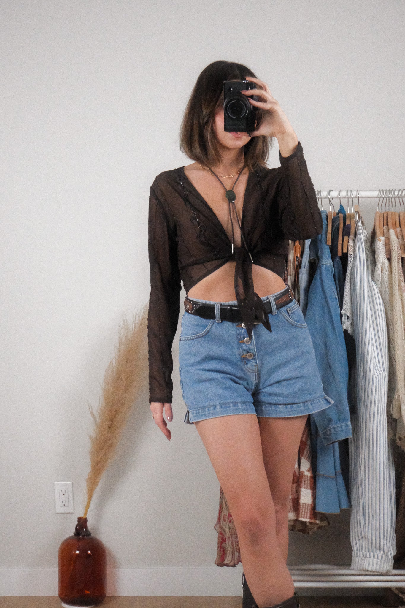 Vintage x Shimmer Sheer Tie Cardigan (M/L)