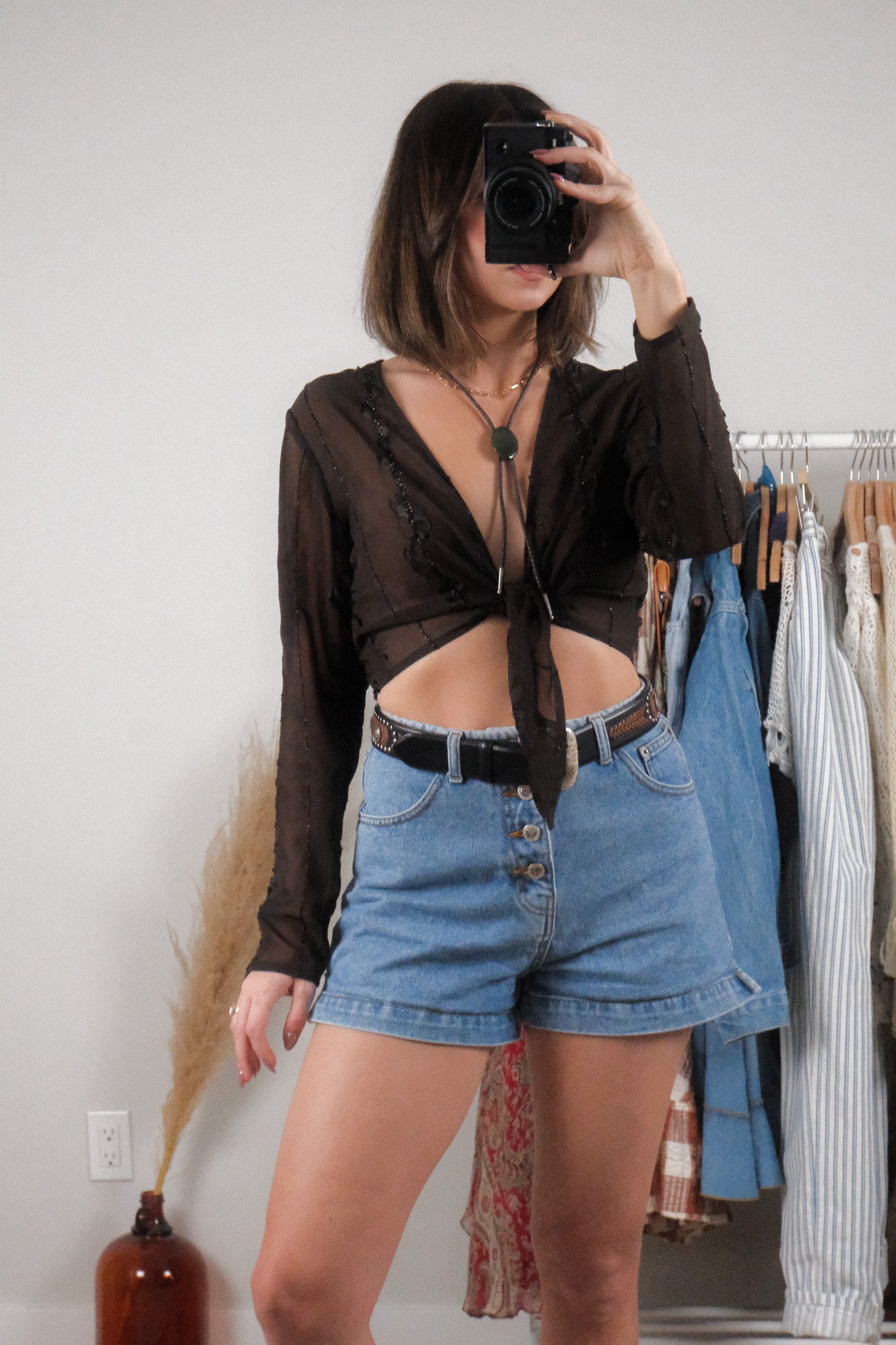 Vintage x Shimmer Sheer Tie Cardigan (M/L)