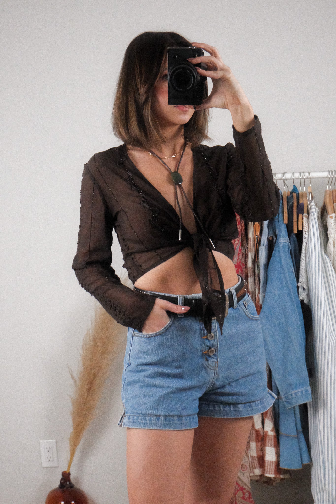 Vintage x Shimmer Sheer Tie Cardigan (M/L)