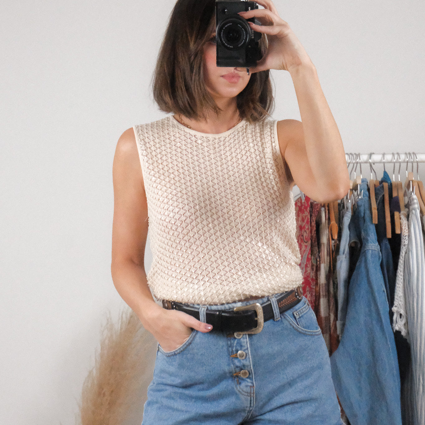 Vintage x Emanuel Ugardo x Silk Sequin/Beaded Knit Tank (M)