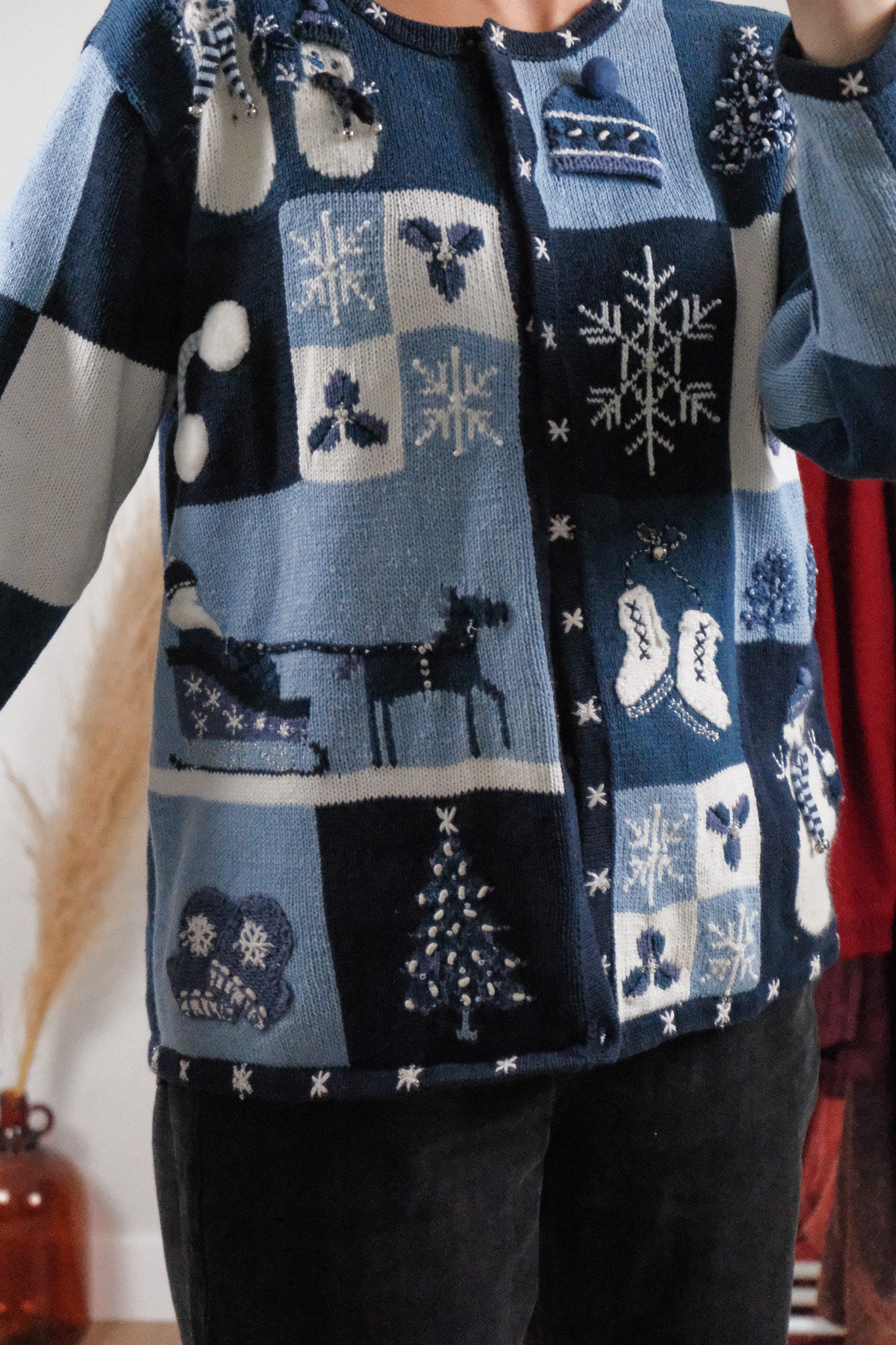 Vintage x Cotton Beaded/Embroidered Patchwork Cardigan (M)