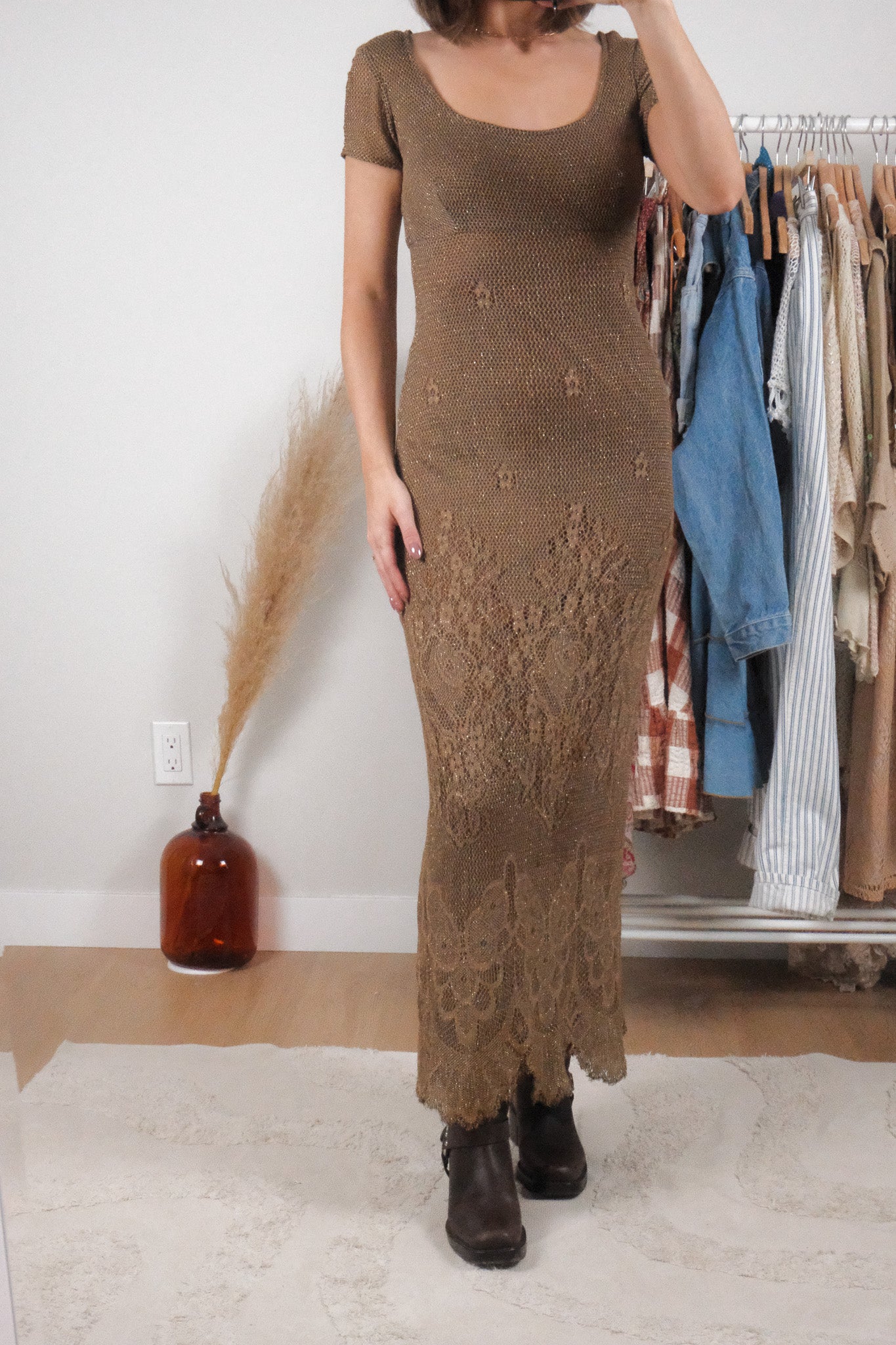 Made in Canada x Vintage x Shimmer Knit Maxi Dress (4/6)