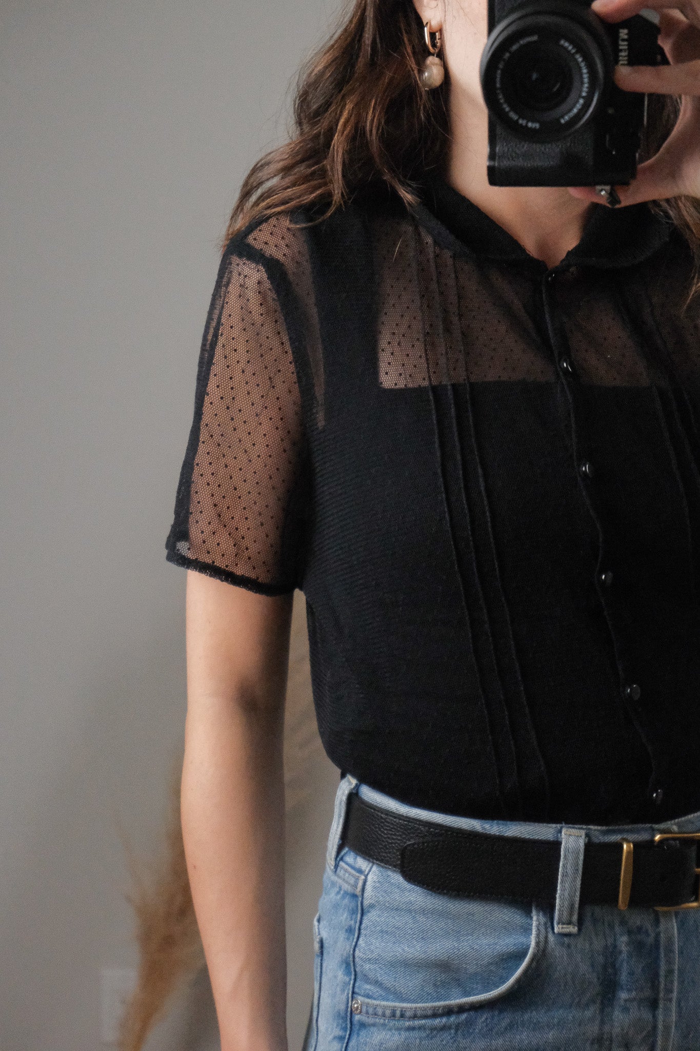 Vintage x Polkadot Mesh Top (M)