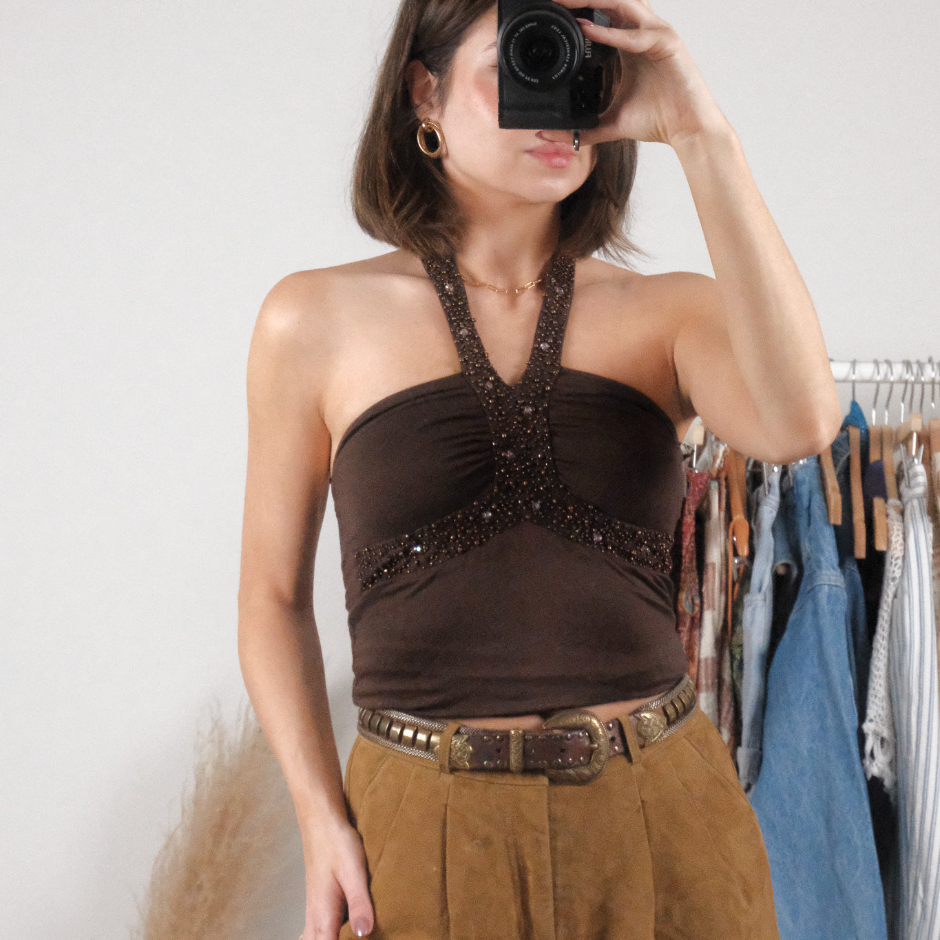 Vintage x Beaded Halter Top (XS-S)