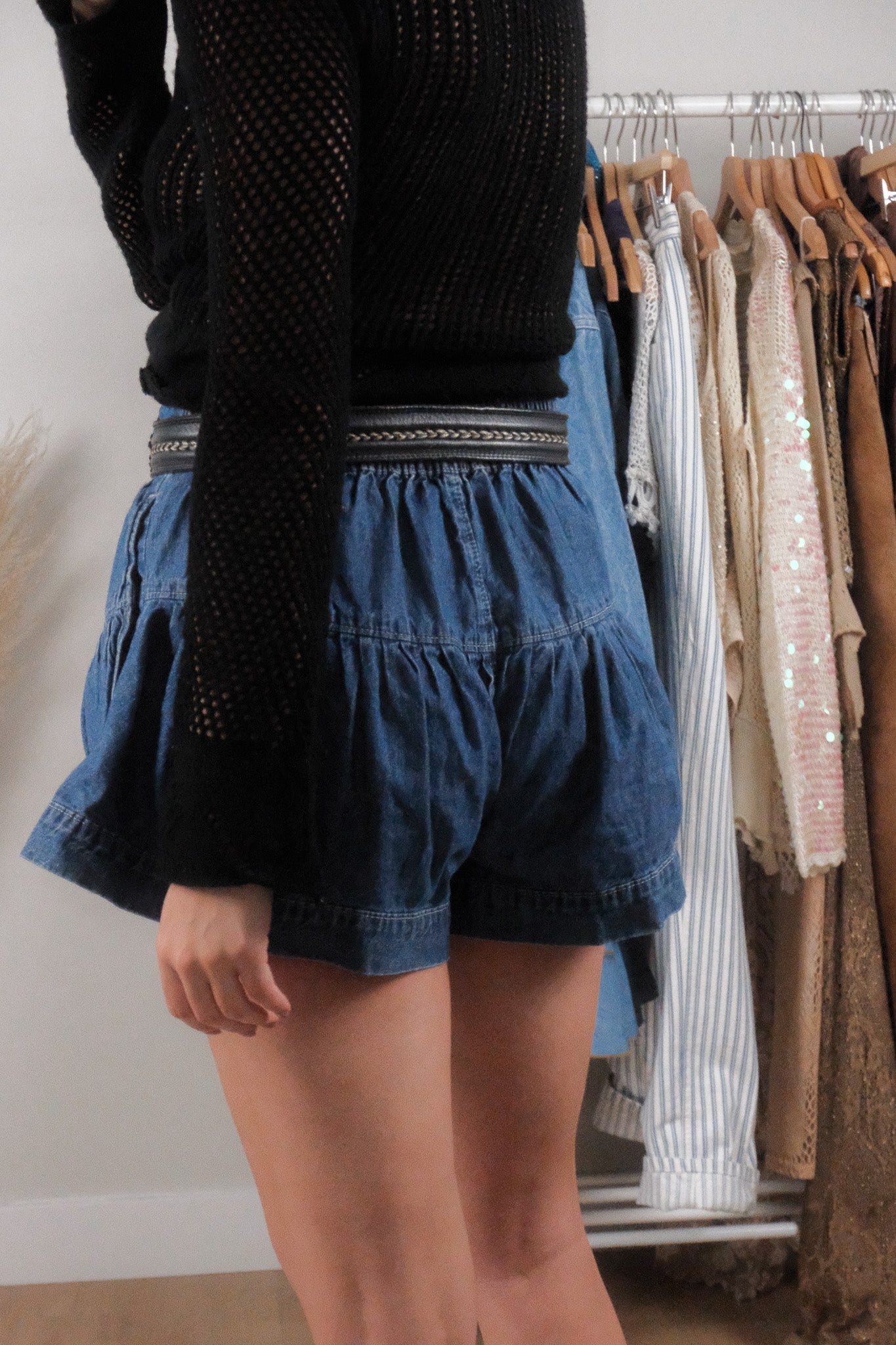 Vintage x Wool Blend Sequin Knit Tie Top (S)