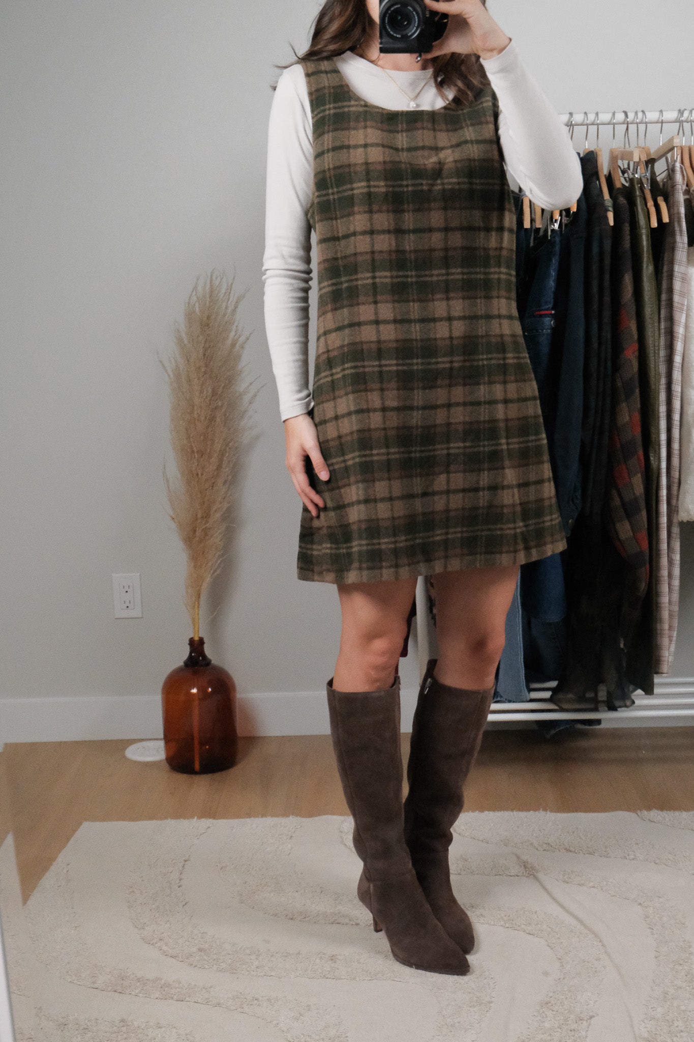 Made in Canada x Vintage x Wool Blend Plaid Dress (M)