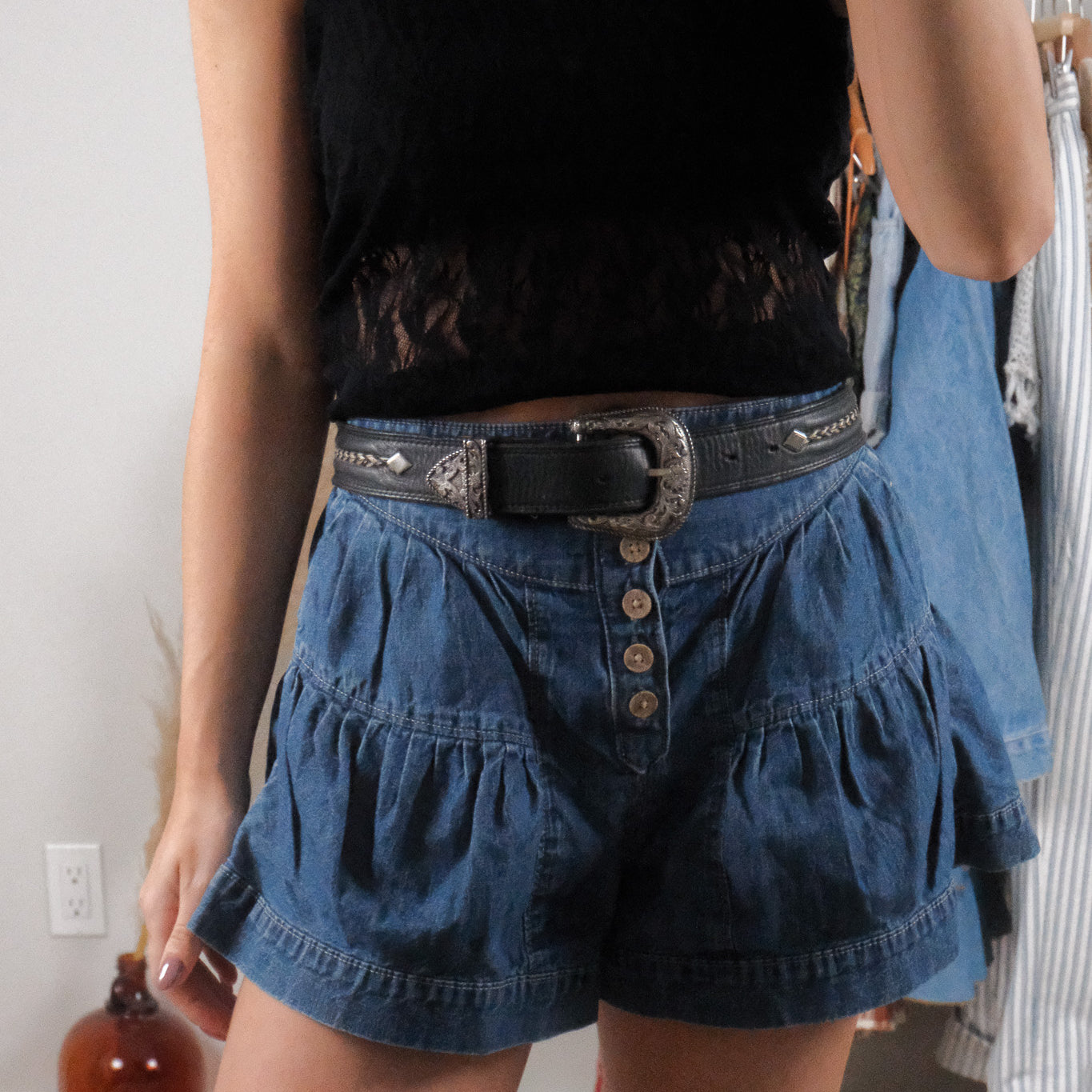 Made in USA x Vintage x Leather Braided Belt (S)