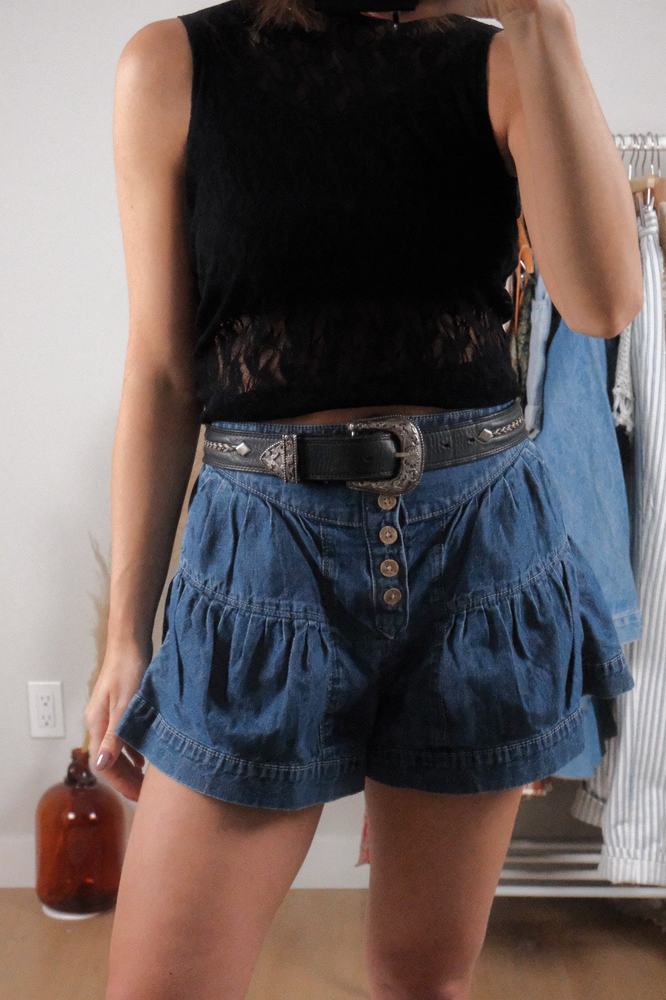 Made in USA x Vintage x Leather Braided Belt (S)