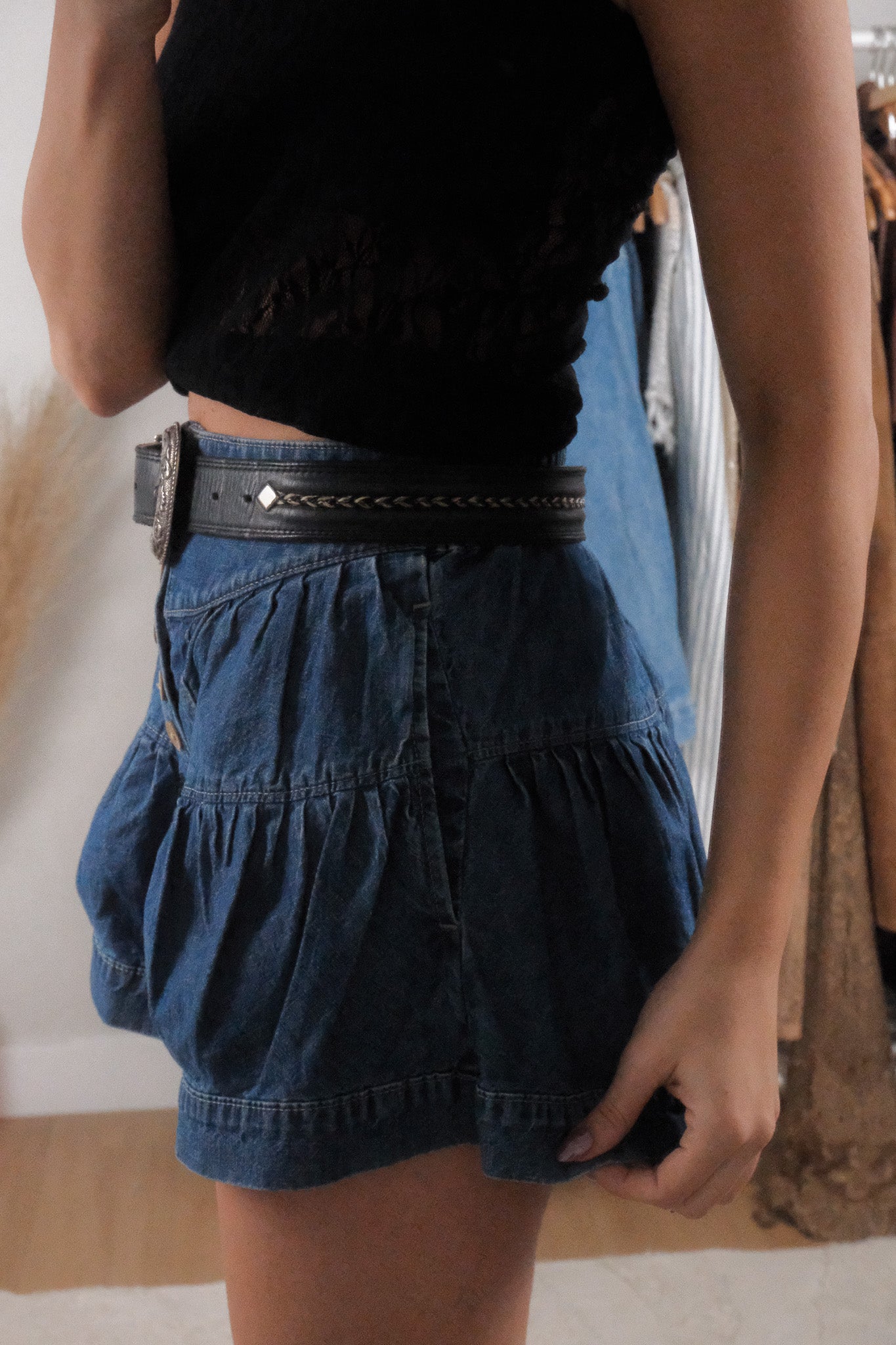 Made in USA x Vintage x Leather Braided Belt (S)