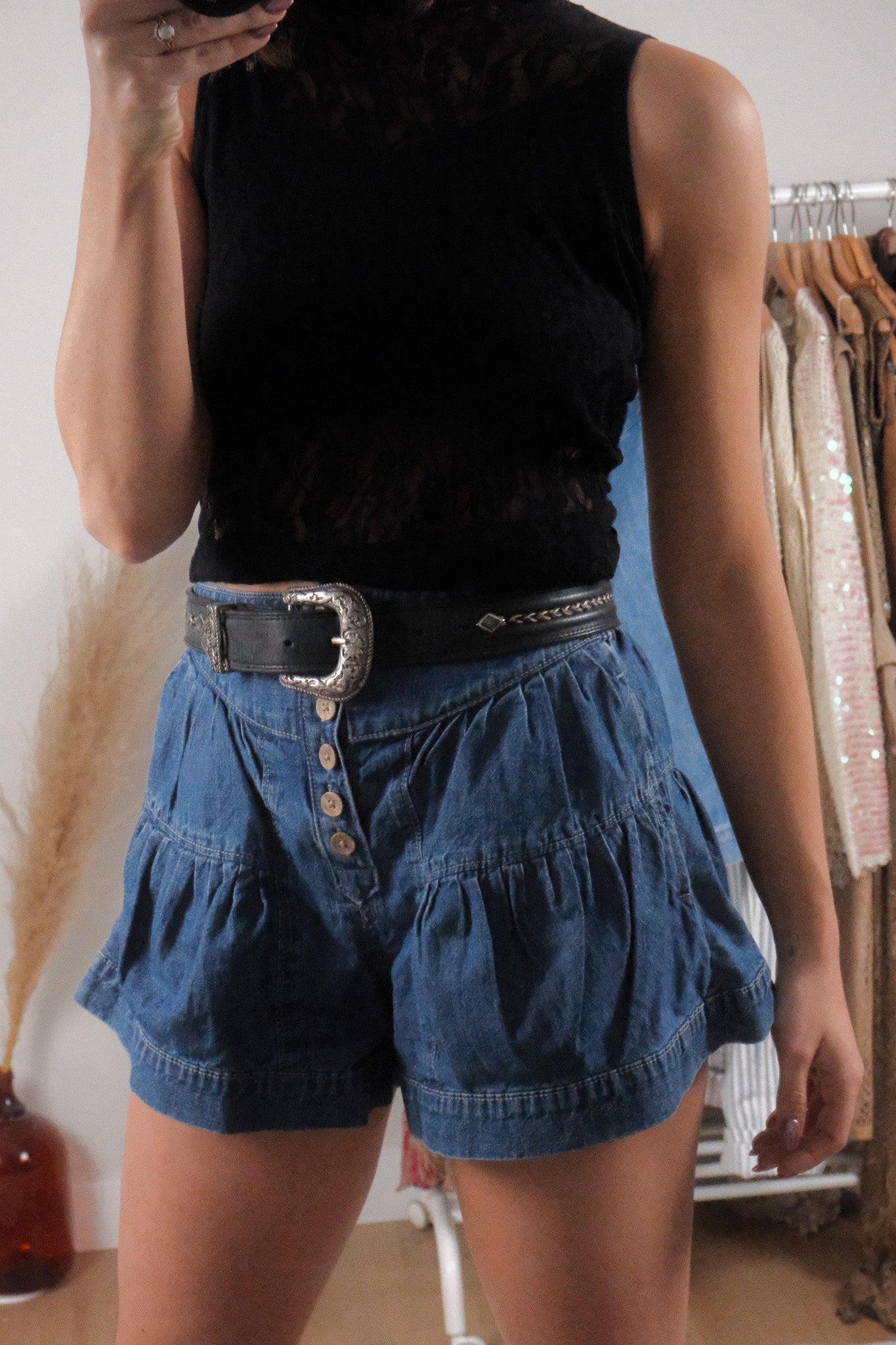 Made in USA x Vintage x Leather Braided Belt (S)