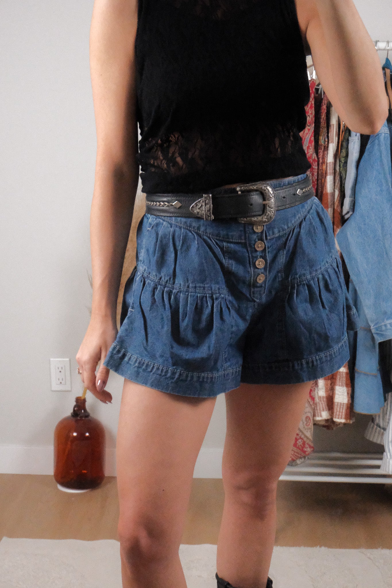 Made in USA x Vintage x Leather Braided Belt (S)