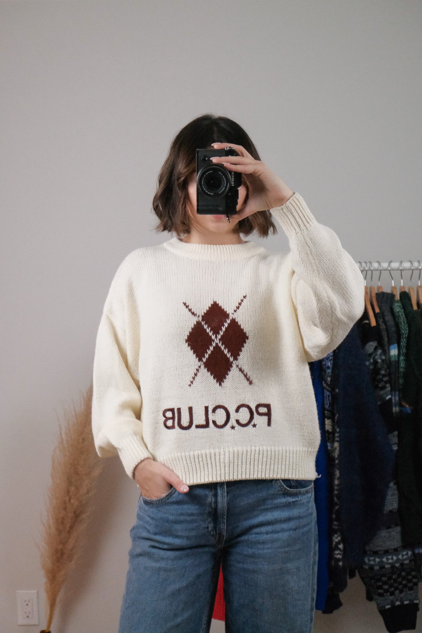 Vintage x Argyle Knit Sweater (M)