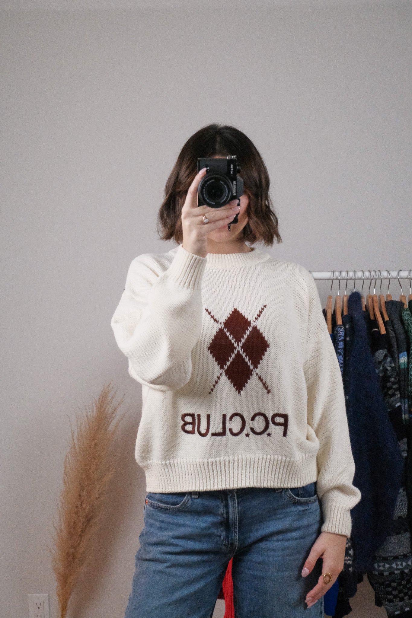 Vintage x Argyle Knit Sweater (M)