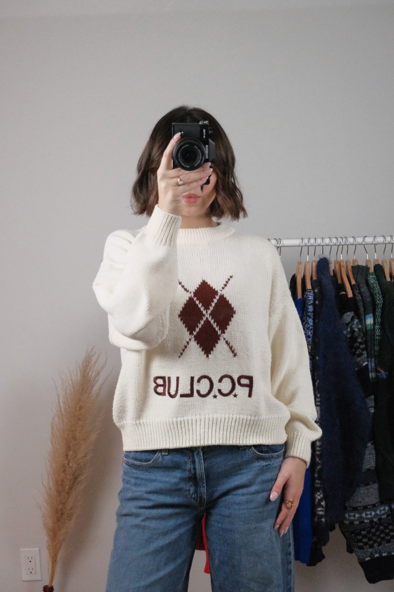 Vintage x Argyle Knit Sweater (M)