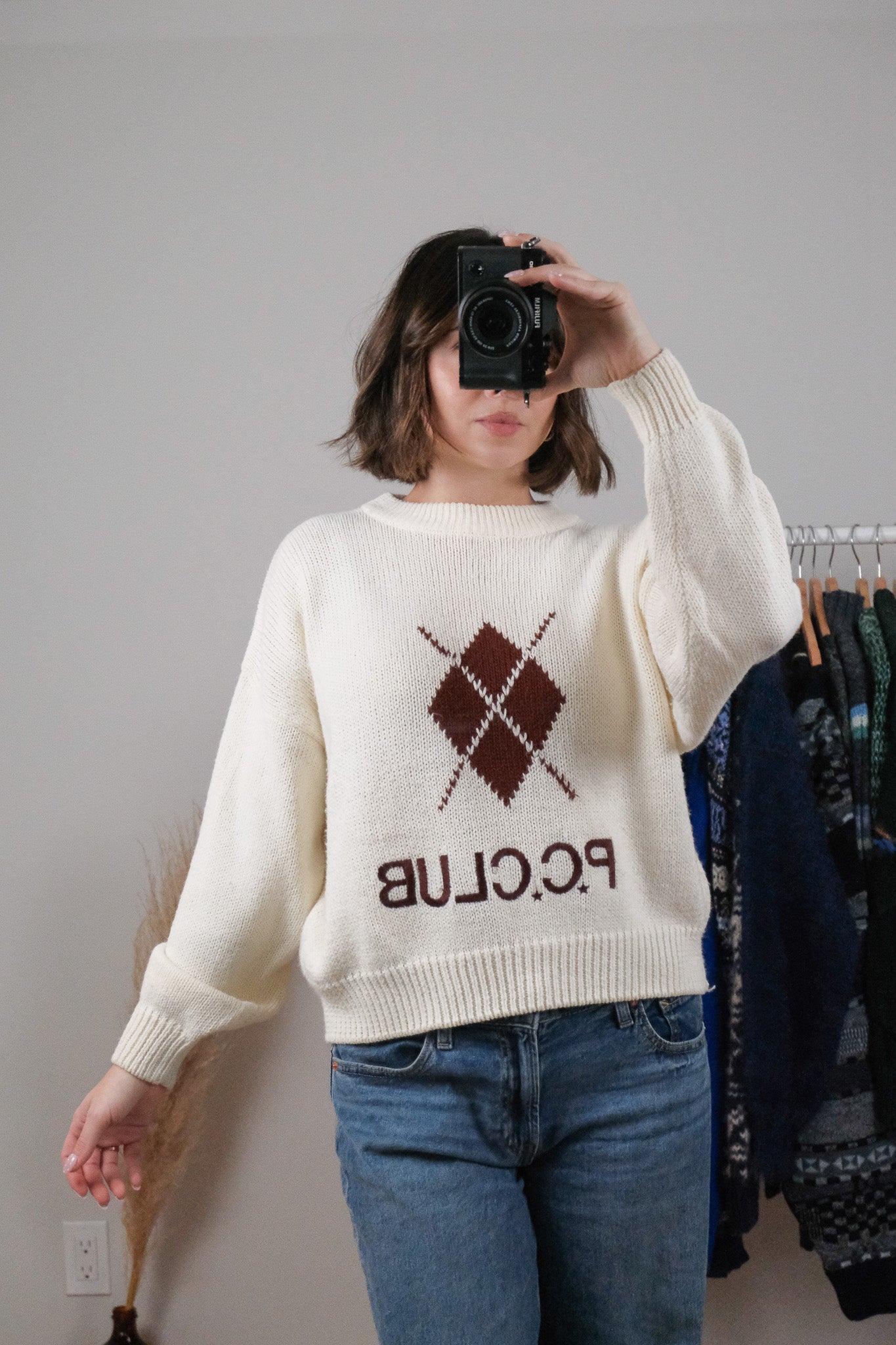 Vintage x Argyle Knit Sweater (M)
