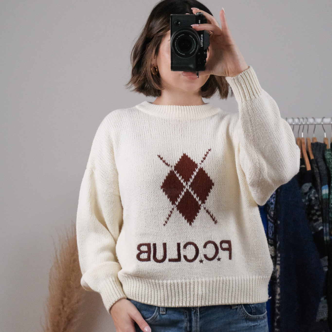 Vintage x Argyle Knit Sweater (M)