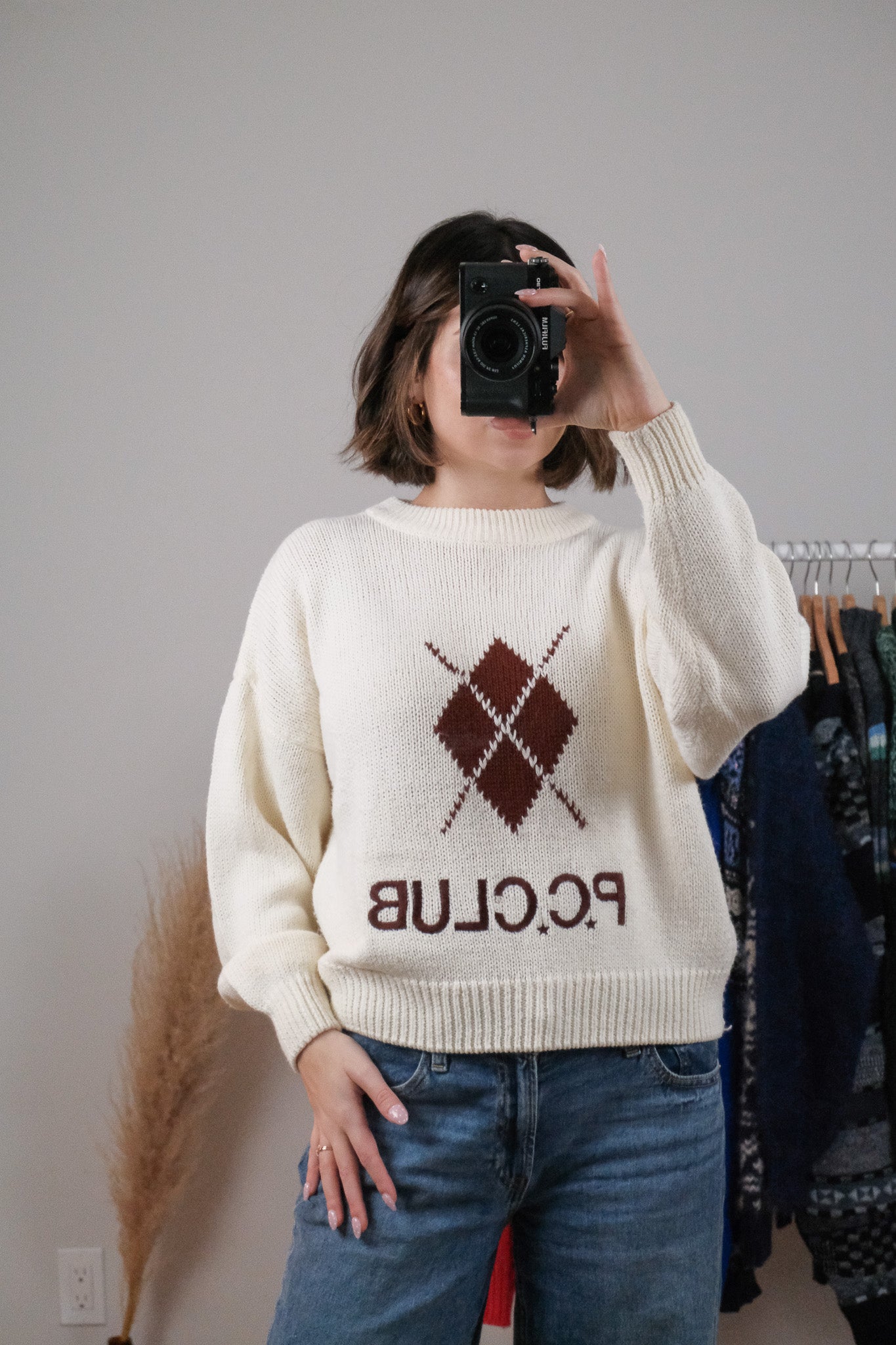 Vintage x Argyle Knit Sweater (M)