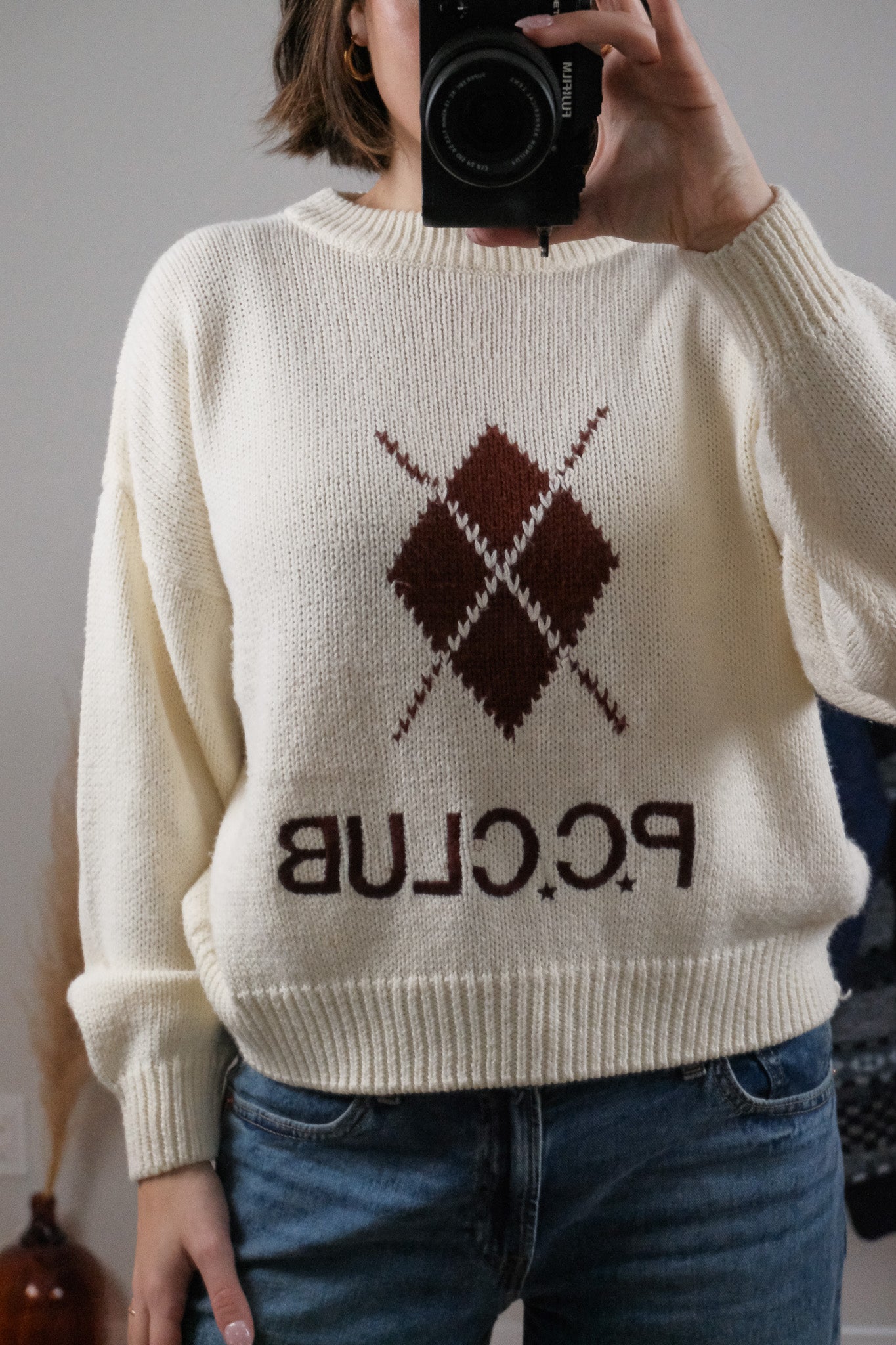 Vintage x Argyle Knit Sweater (M)