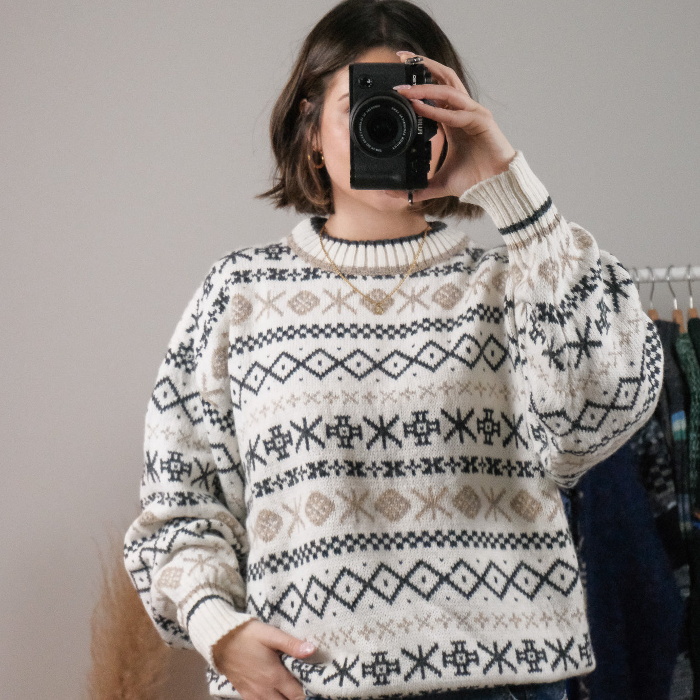 Vintage x Patterned Wool Blend Sweater (L/XL)