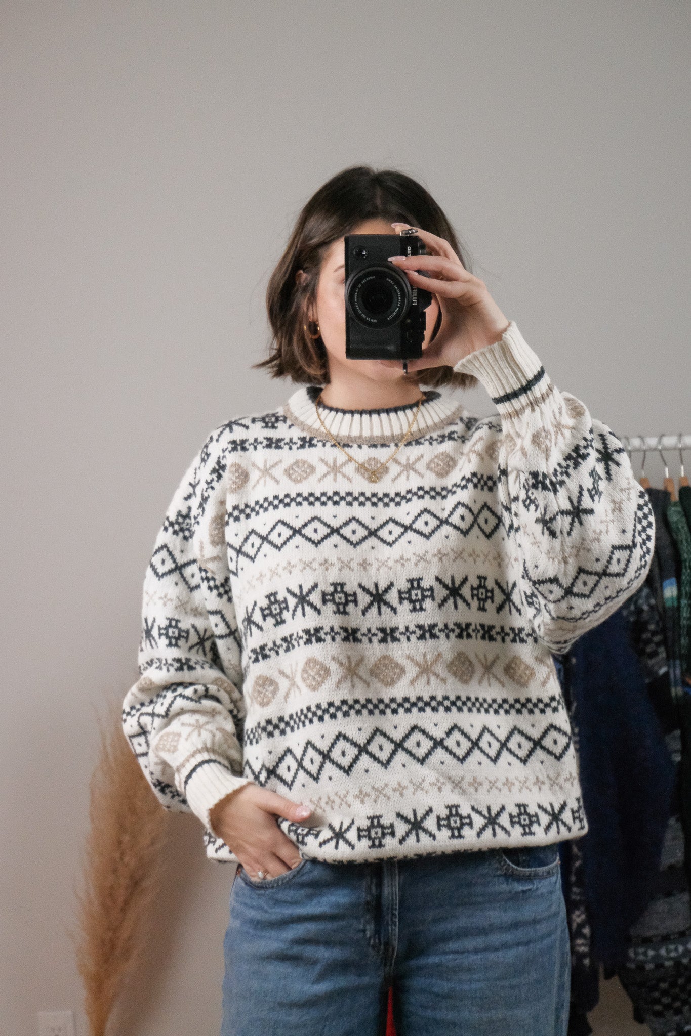Vintage x Patterned Wool Blend Sweater (L/XL)