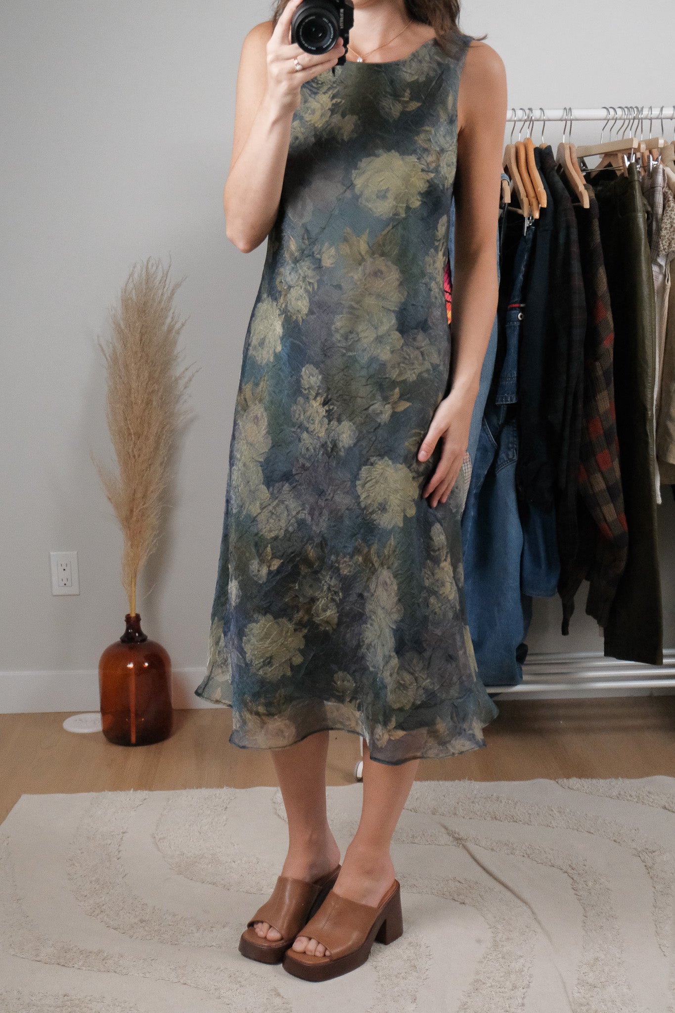 Vintage x Floral Midi Dress (S/M)