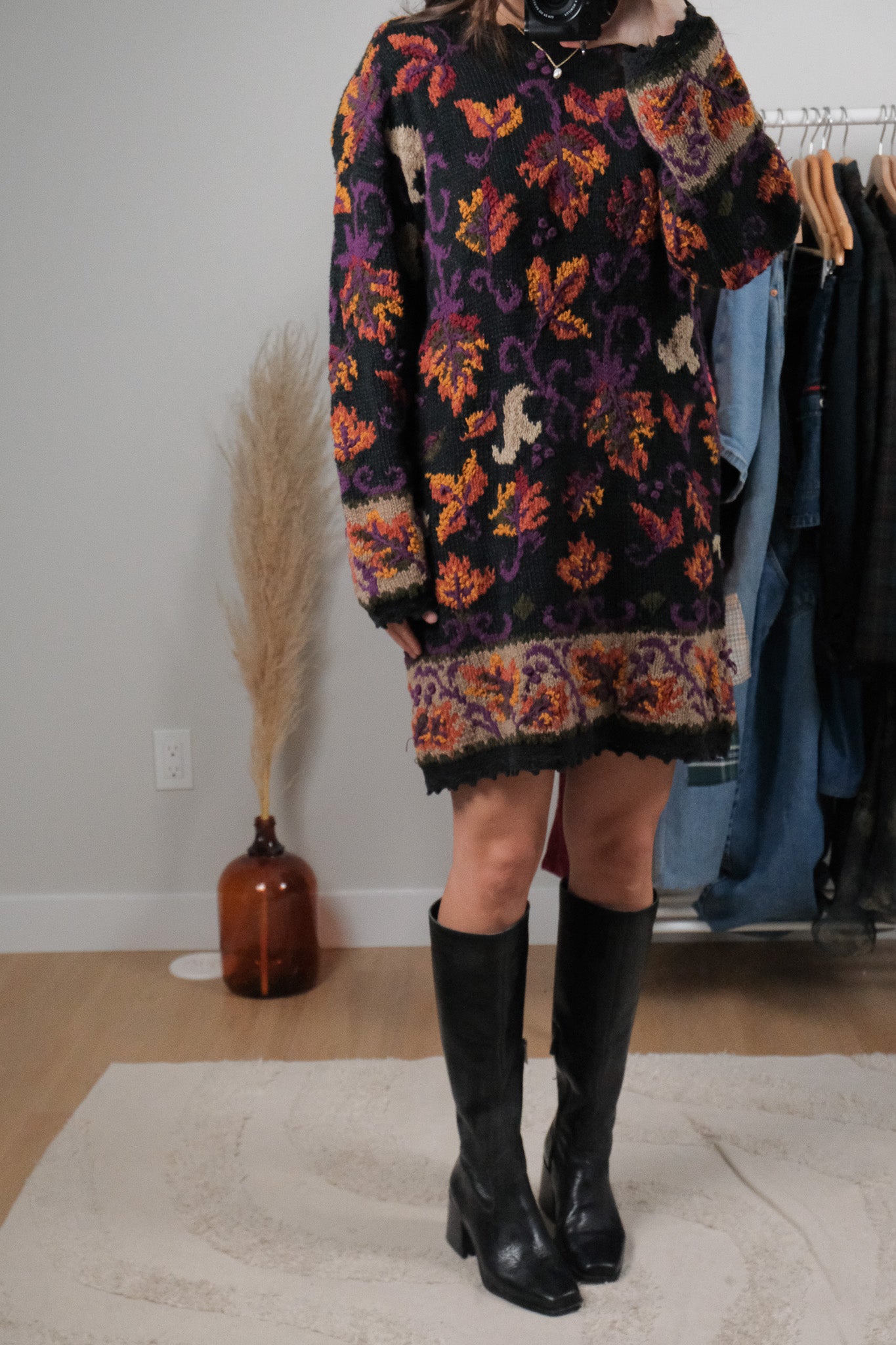 Vintage x Handknit Chunky Sweater Dress (L)