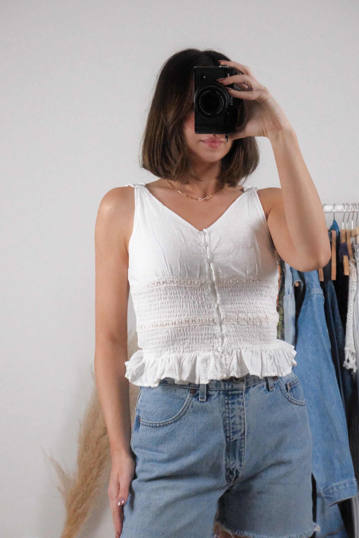 Modern x Cotton Textured Smocked Tank (S/M)