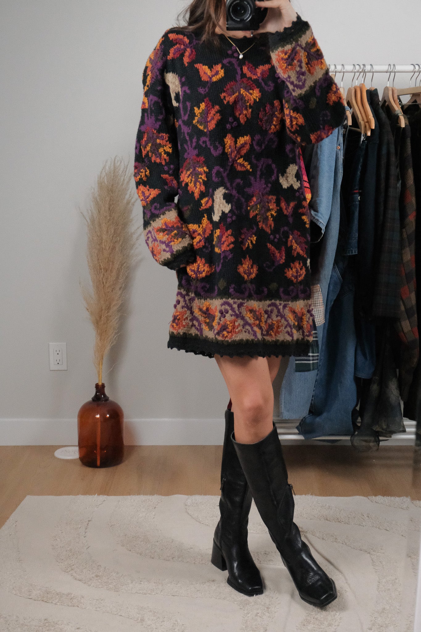 Vintage x Handknit Chunky Sweater Dress (L)