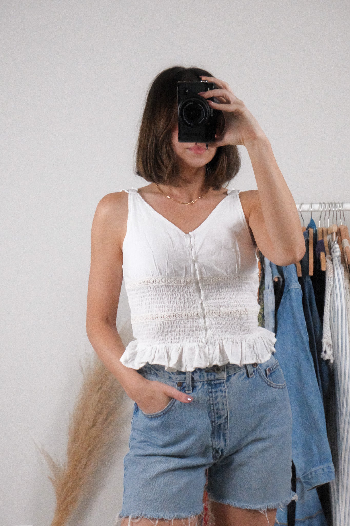 Modern x Cotton Textured Smocked Tank (S/M)