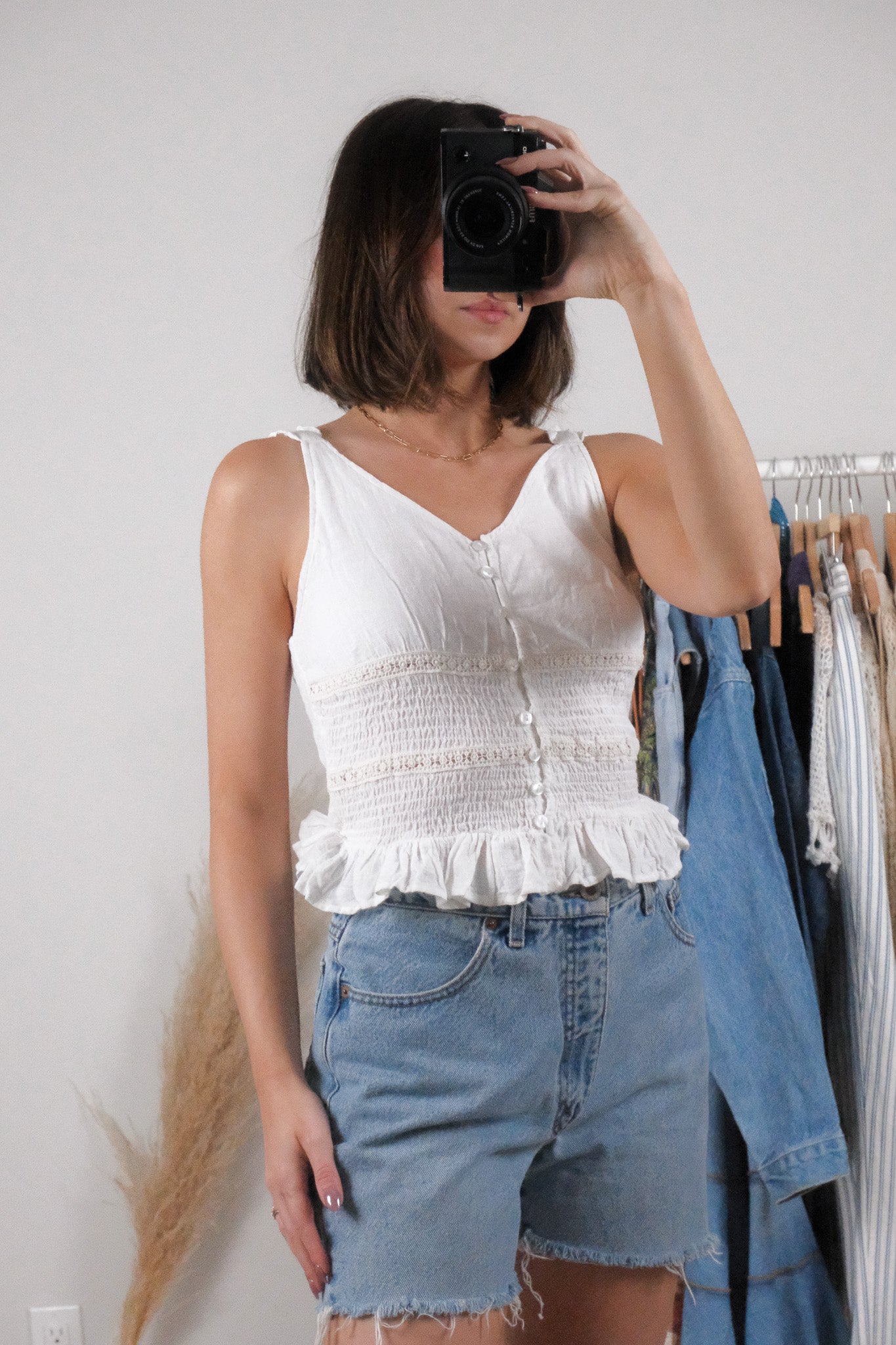 Modern x Cotton Textured Smocked Tank (S/M)