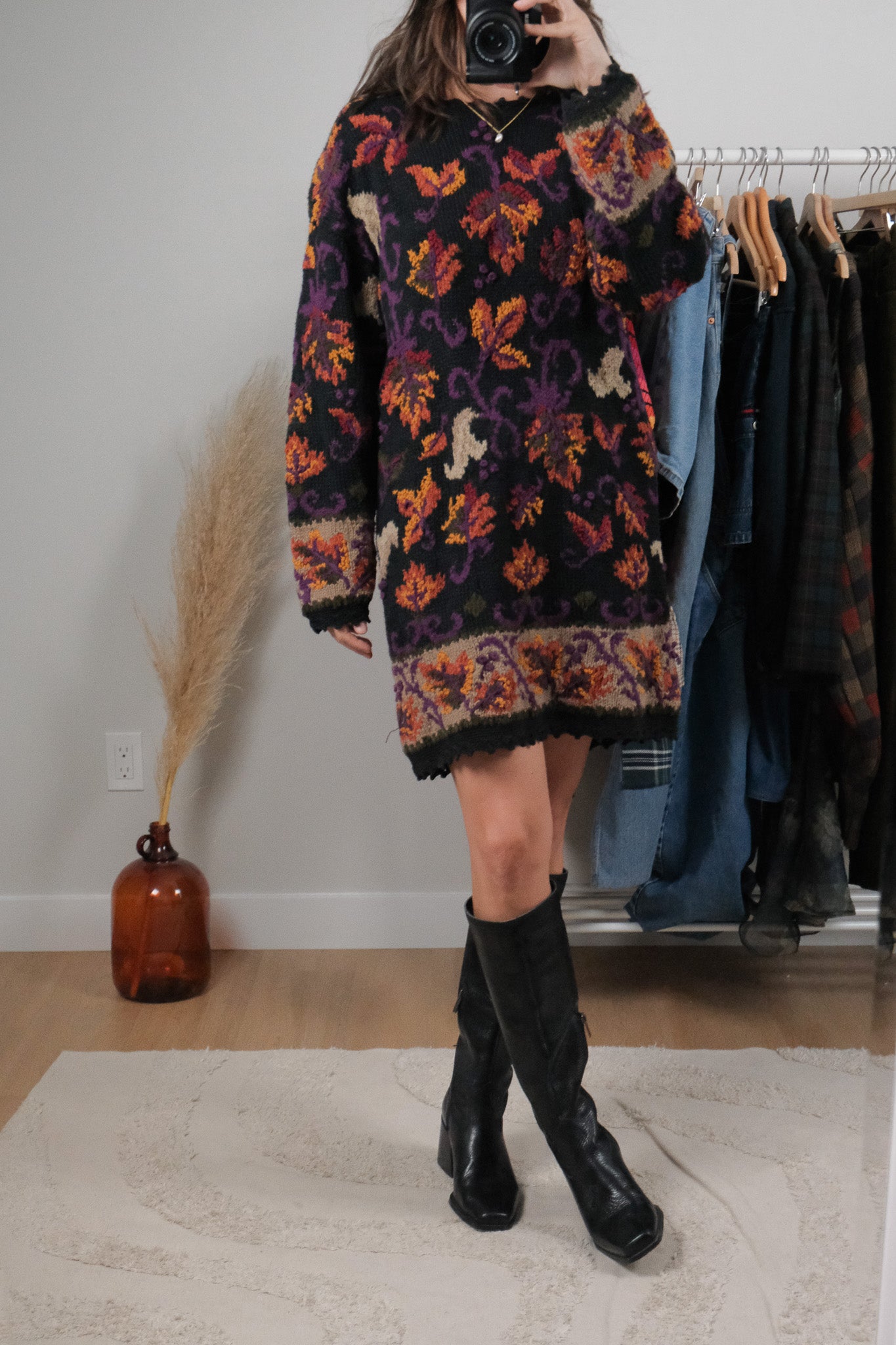 Vintage x Handknit Chunky Sweater Dress (L)